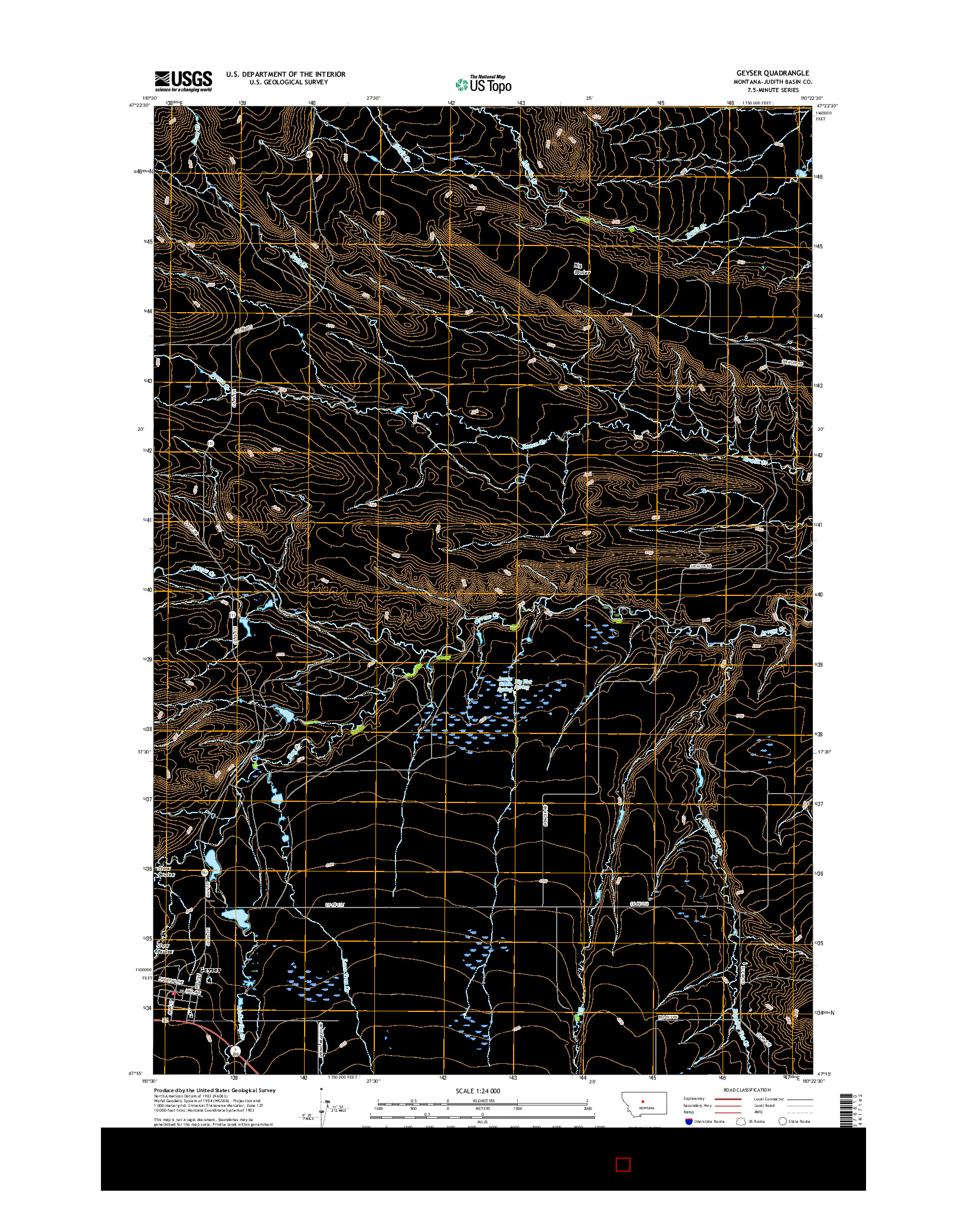 USGS US TOPO 7.5-MINUTE MAP FOR GEYSER, MT 2017