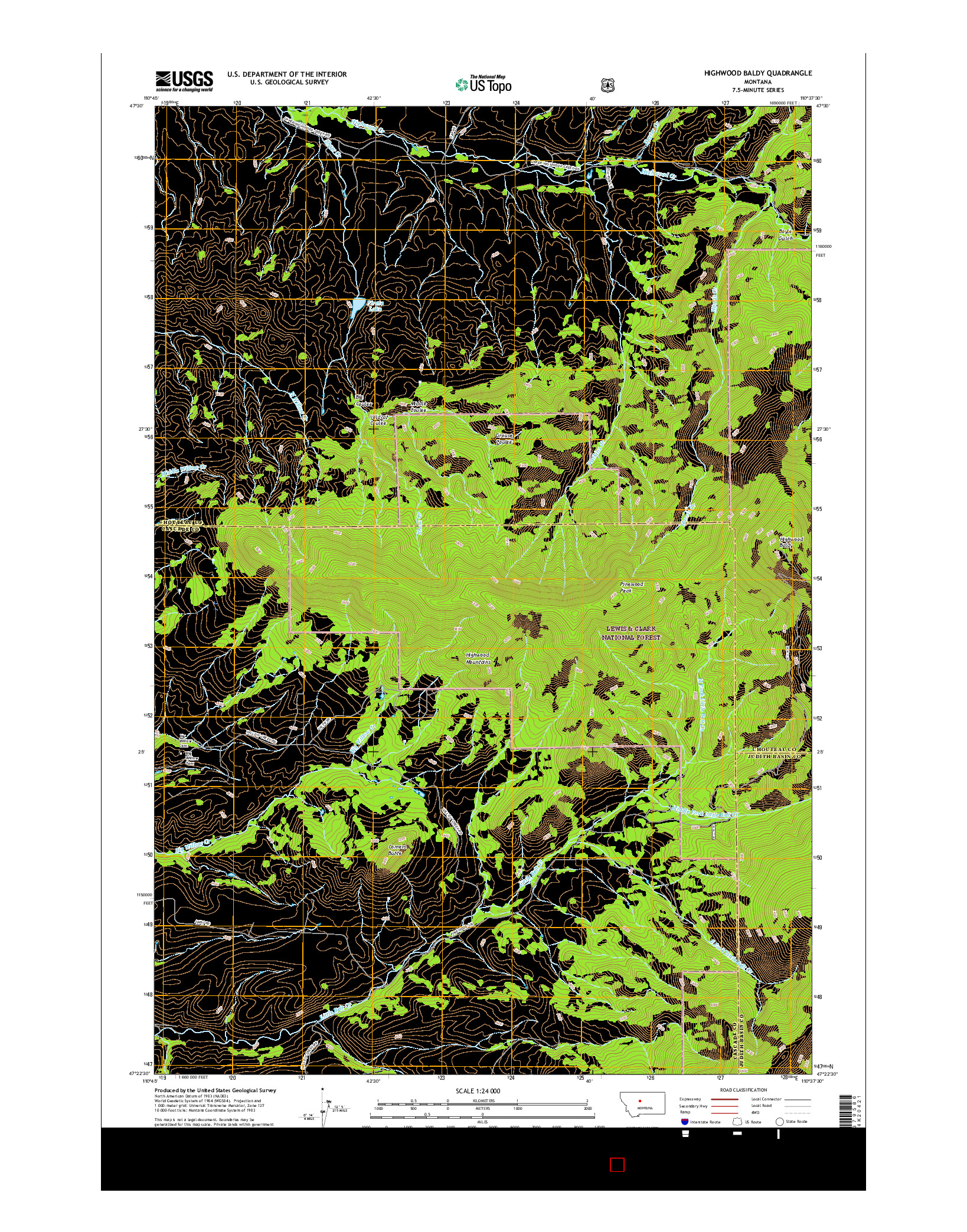 USGS US TOPO 7.5-MINUTE MAP FOR HIGHWOOD BALDY, MT 2017