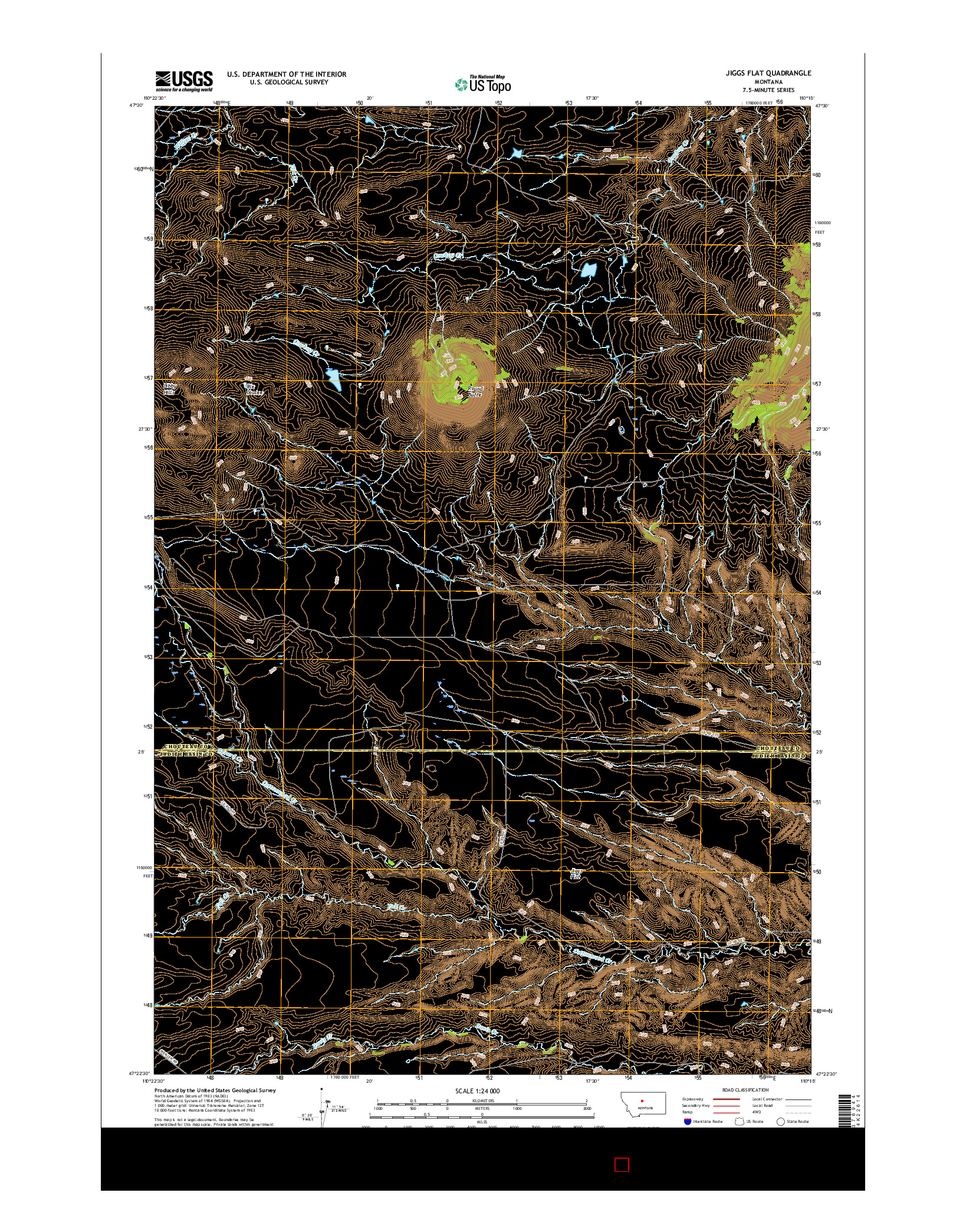 USGS US TOPO 7.5-MINUTE MAP FOR JIGGS FLAT, MT 2017