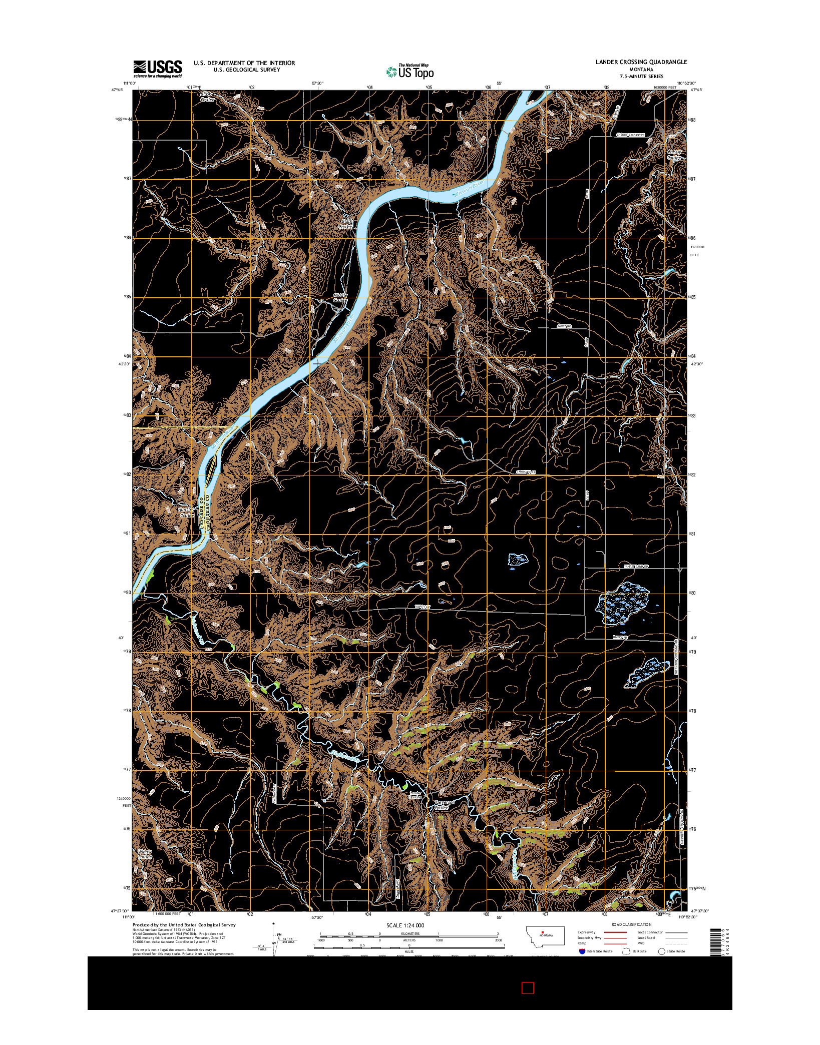 USGS US TOPO 7.5-MINUTE MAP FOR LANDER CROSSING, MT 2017