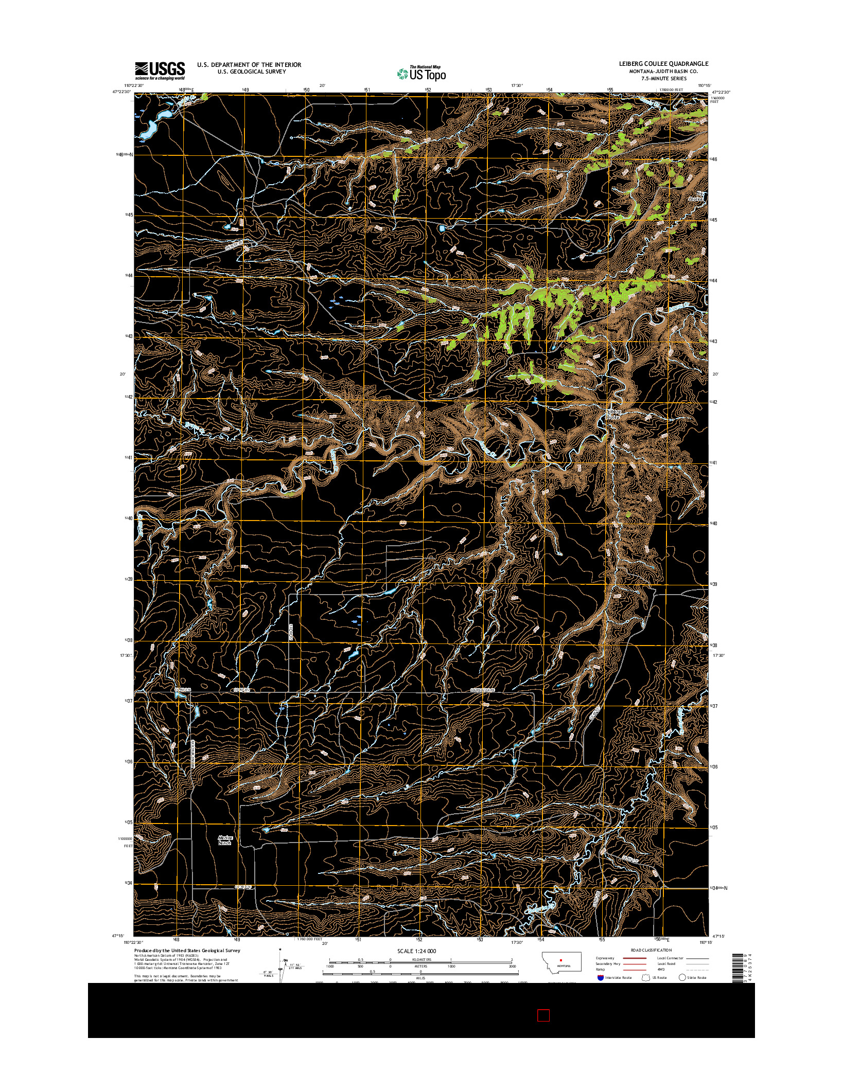 USGS US TOPO 7.5-MINUTE MAP FOR LEIBERG COULEE, MT 2017