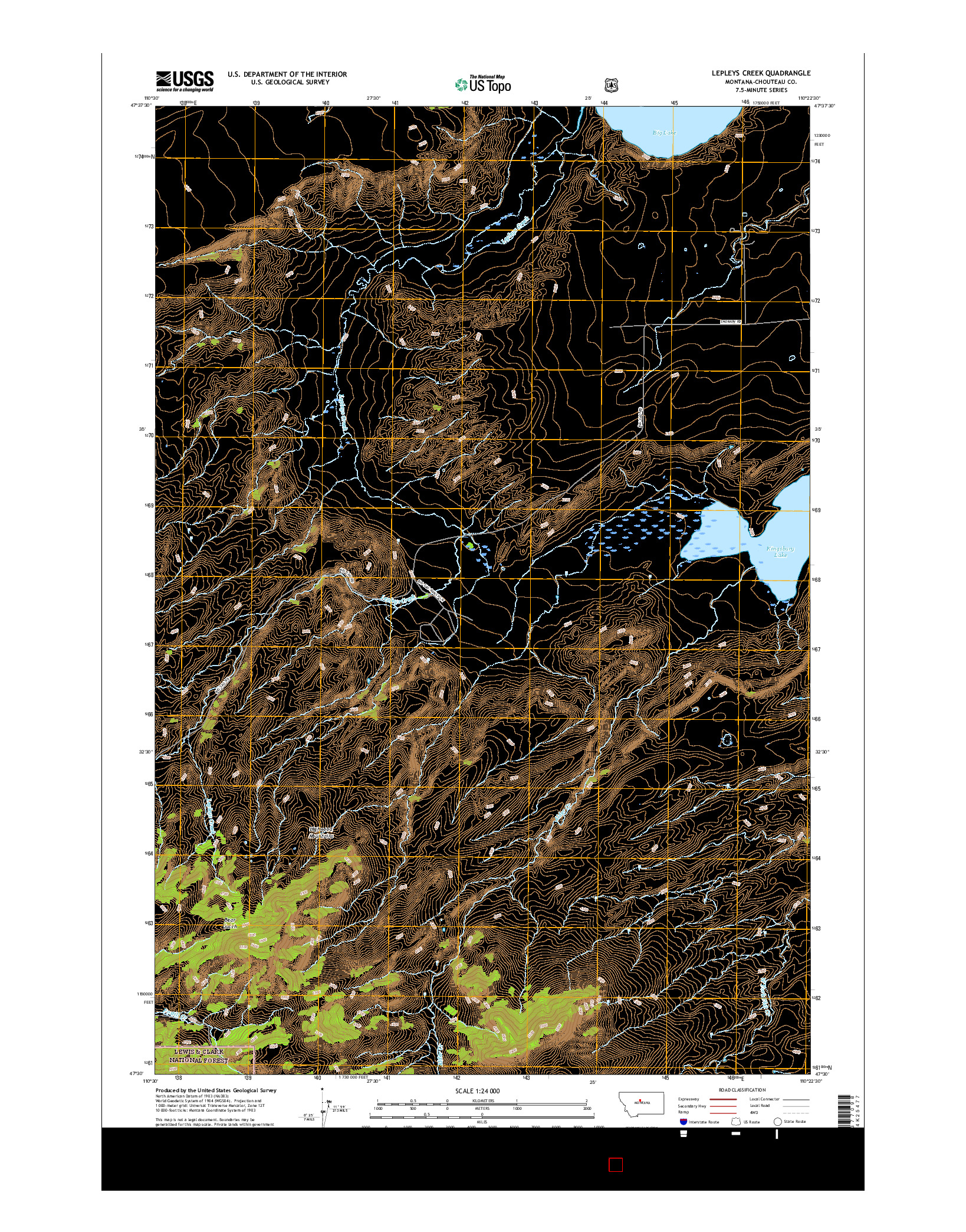 USGS US TOPO 7.5-MINUTE MAP FOR LEPLEYS CREEK, MT 2017
