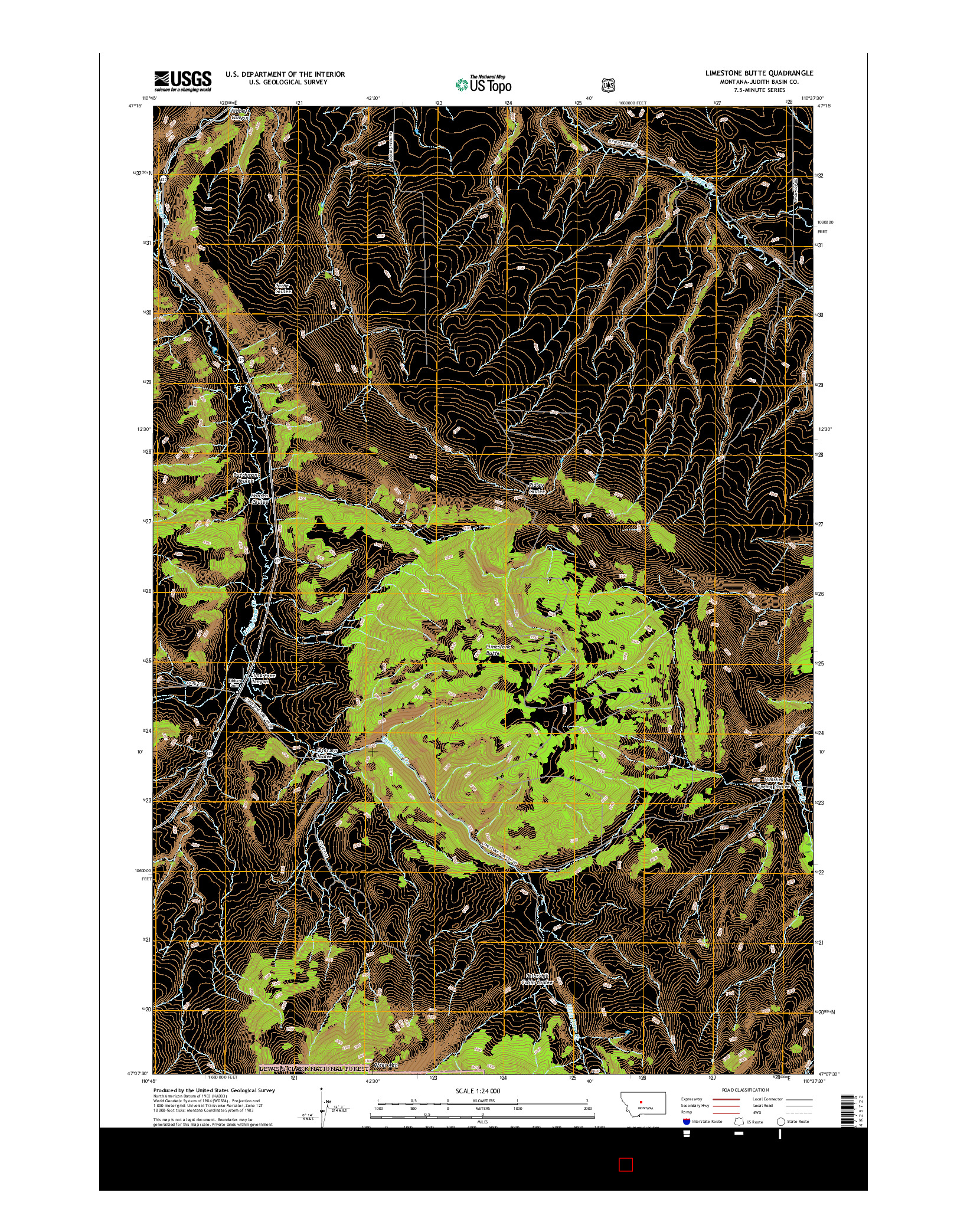 USGS US TOPO 7.5-MINUTE MAP FOR LIMESTONE BUTTE, MT 2017