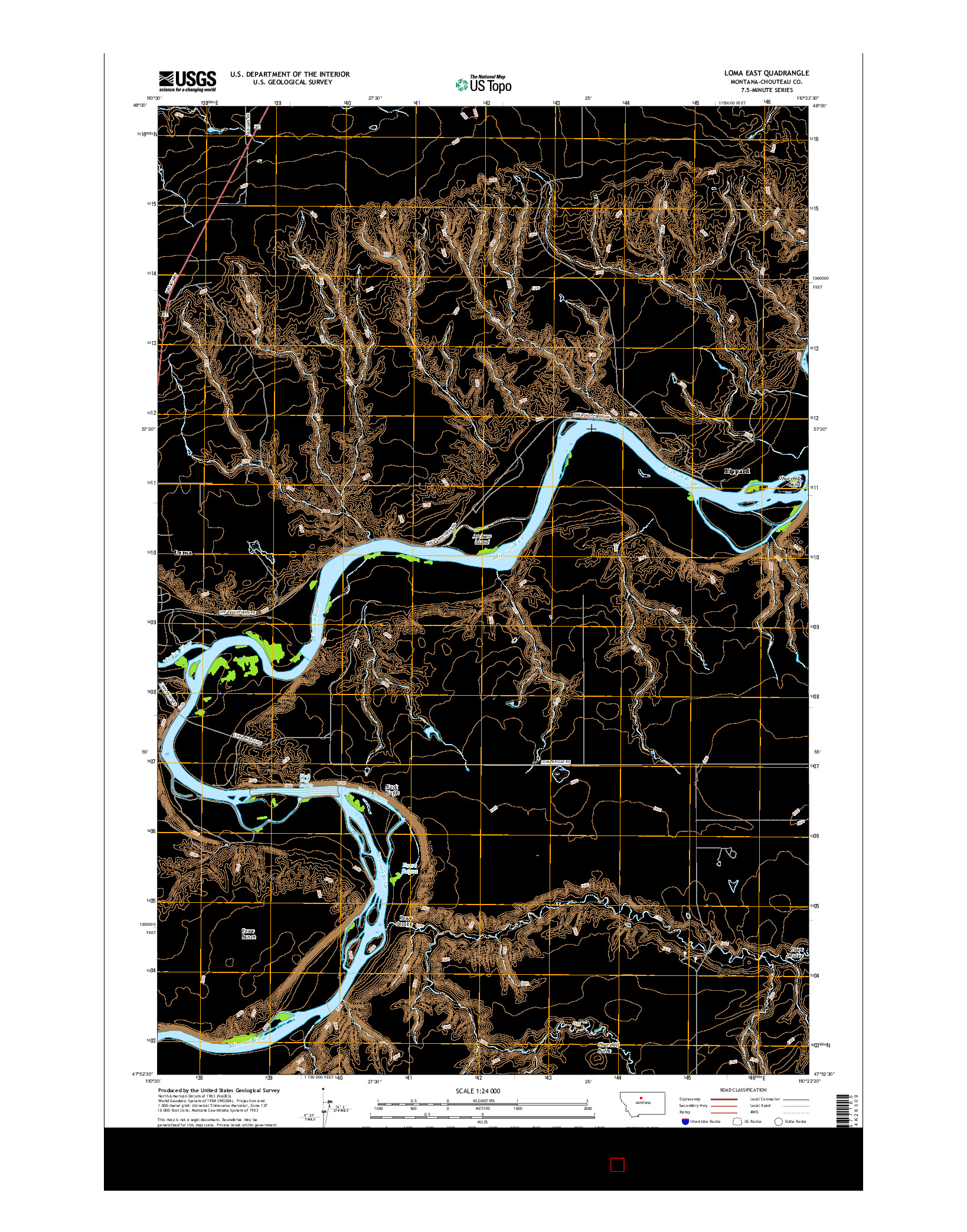 USGS US TOPO 7.5-MINUTE MAP FOR LOMA EAST, MT 2017