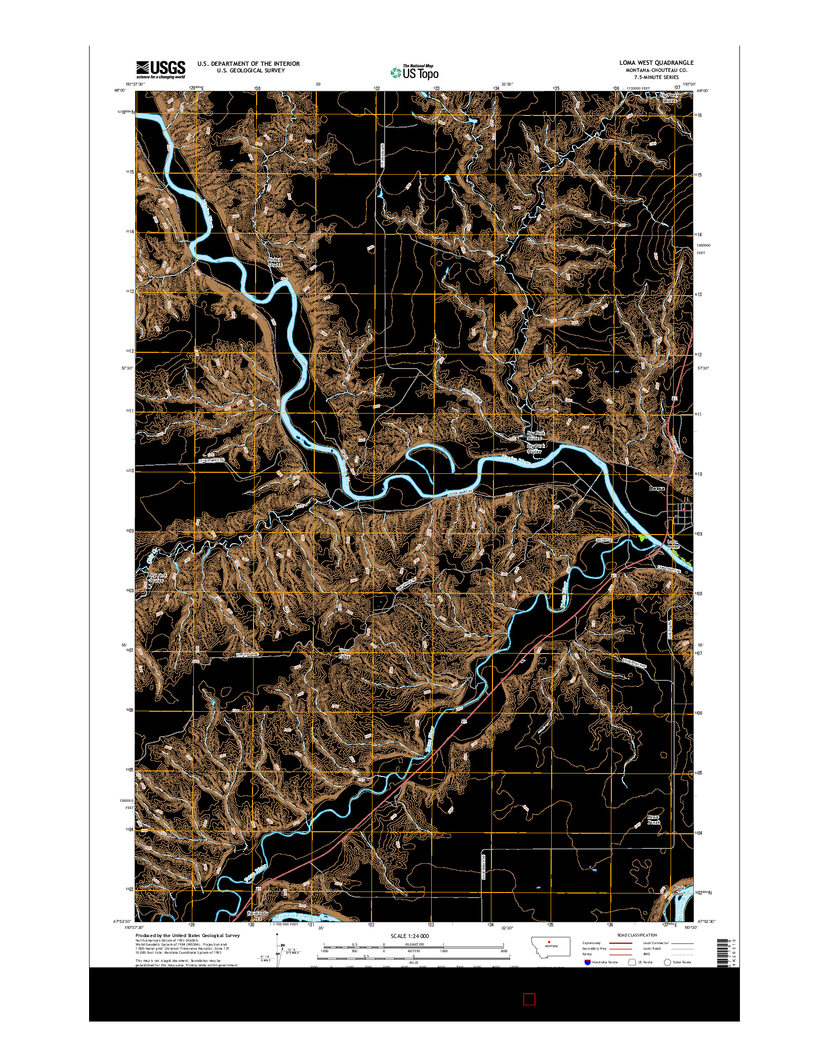 USGS US TOPO 7.5-MINUTE MAP FOR LOMA WEST, MT 2017