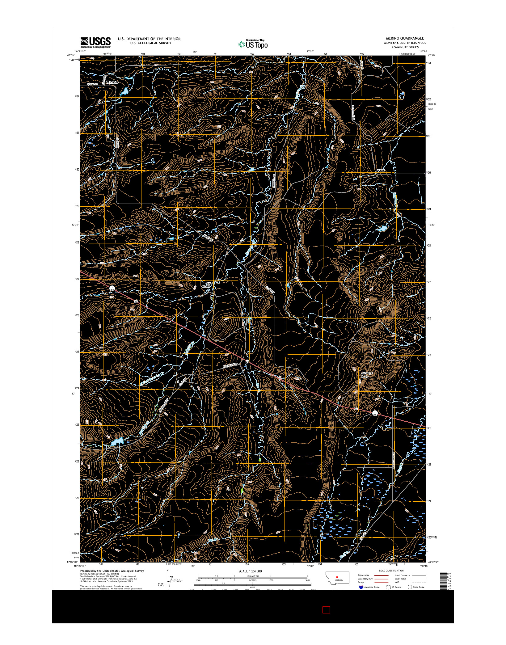 USGS US TOPO 7.5-MINUTE MAP FOR MERINO, MT 2017