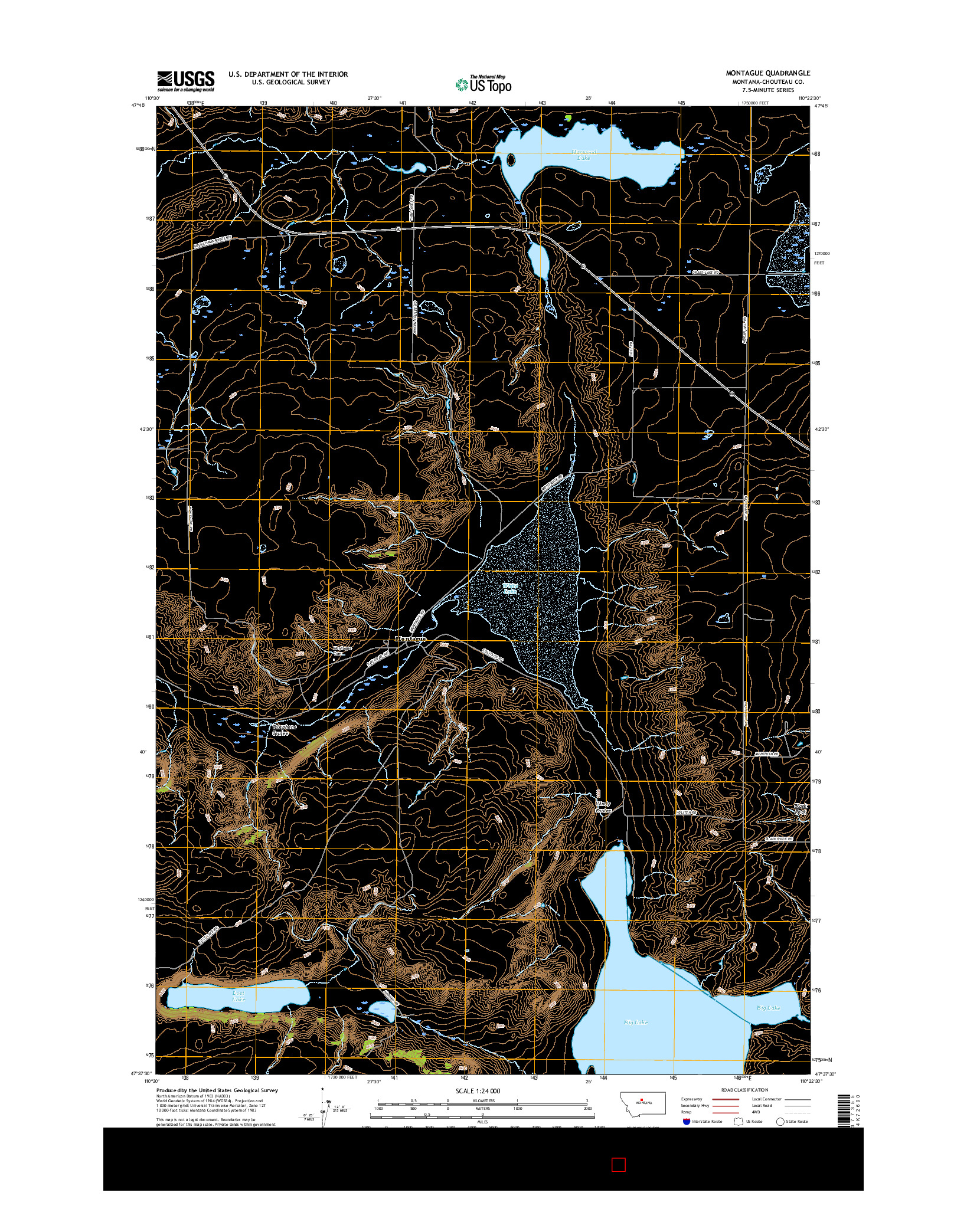 USGS US TOPO 7.5-MINUTE MAP FOR MONTAGUE, MT 2017