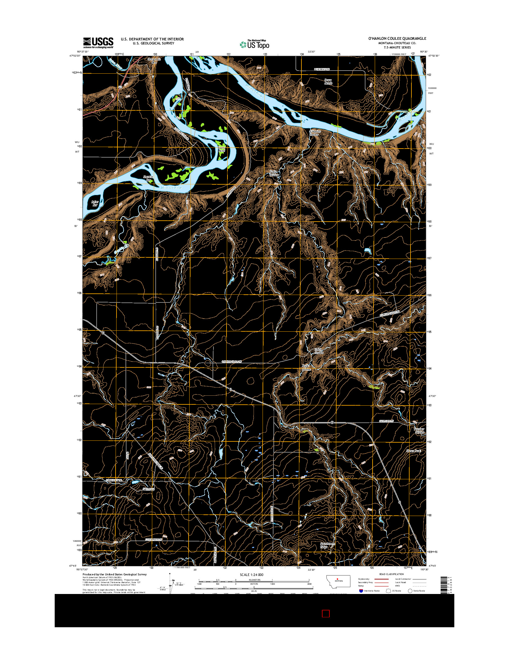 USGS US TOPO 7.5-MINUTE MAP FOR O'HANLON COULEE, MT 2017