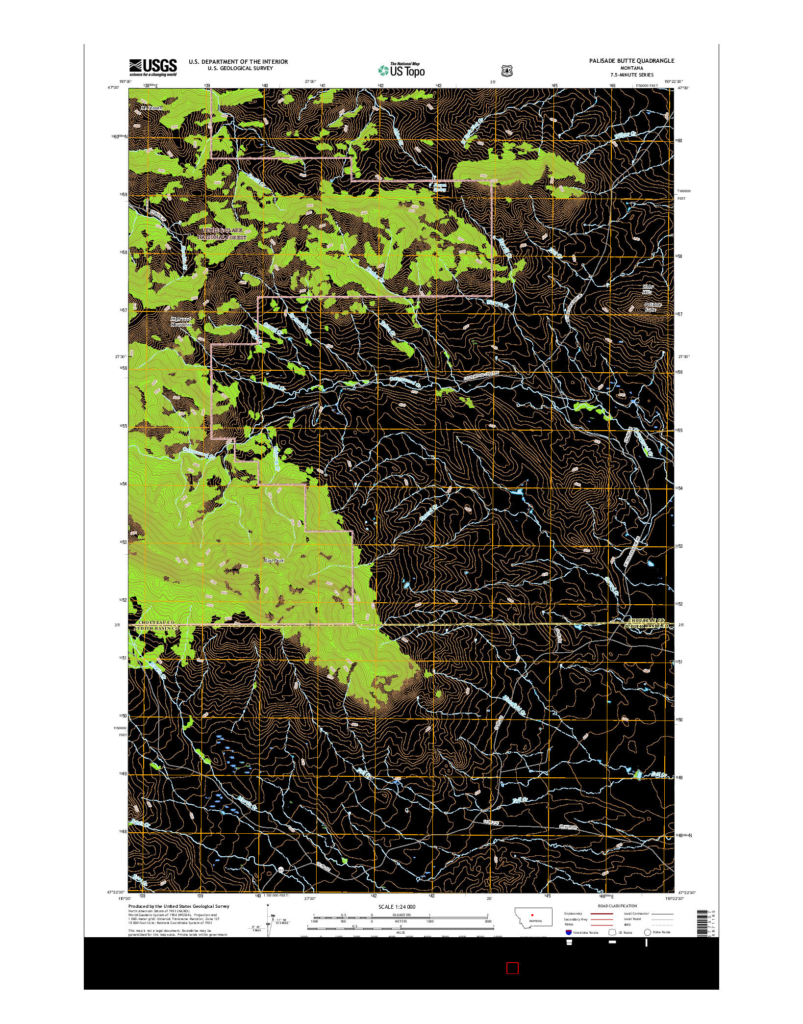 USGS US TOPO 7.5-MINUTE MAP FOR PALISADE BUTTE, MT 2017