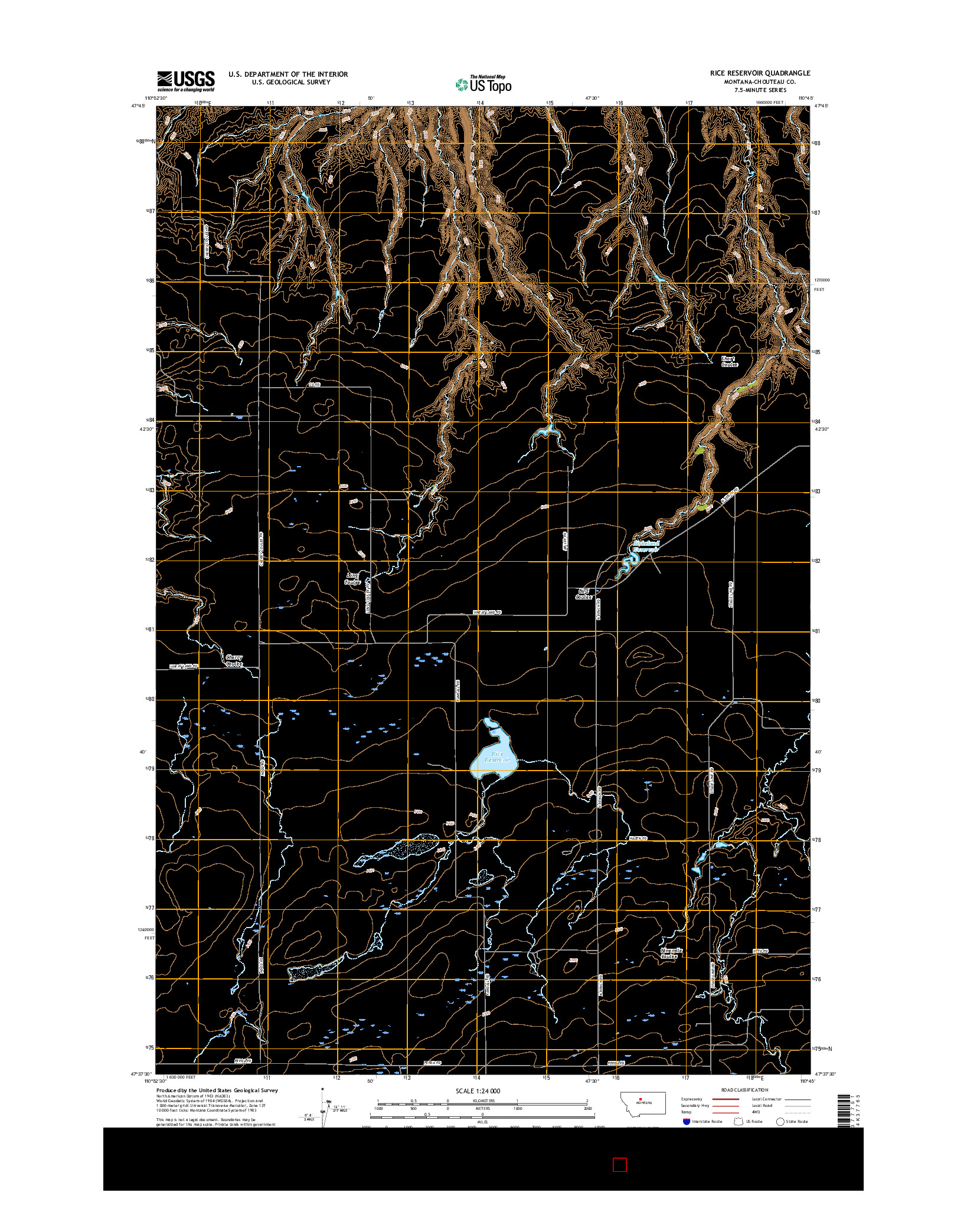 USGS US TOPO 7.5-MINUTE MAP FOR RICE RESERVOIR, MT 2017