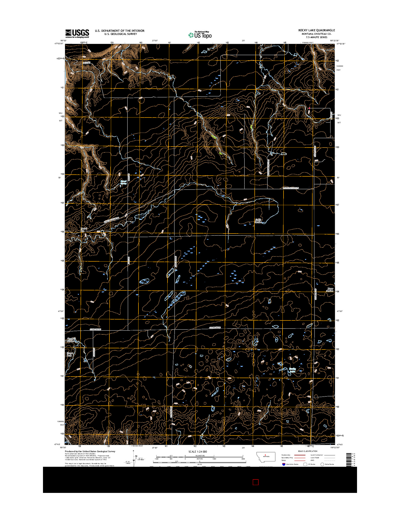 USGS US TOPO 7.5-MINUTE MAP FOR ROCKY LAKE, MT 2017