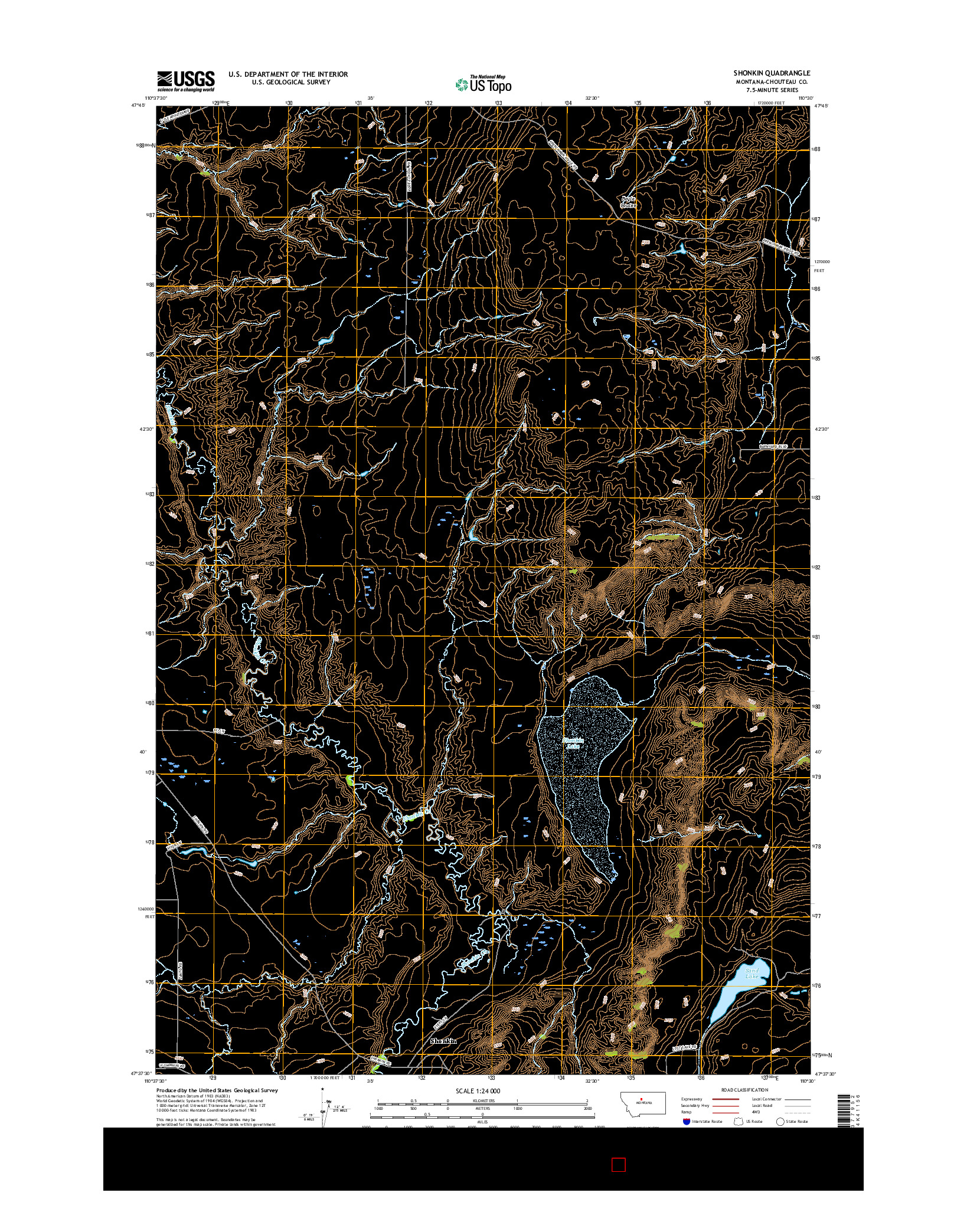 USGS US TOPO 7.5-MINUTE MAP FOR SHONKIN, MT 2017