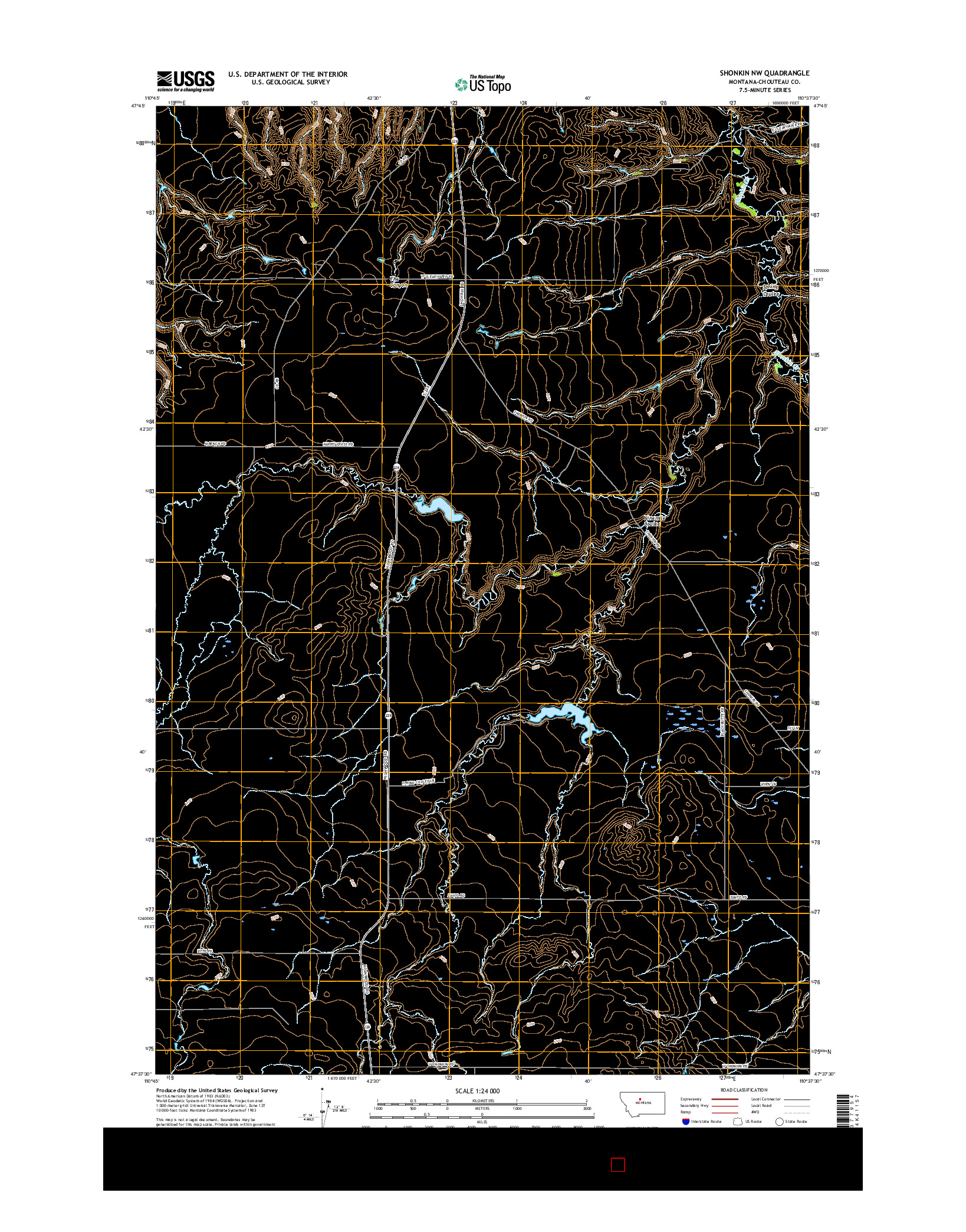 USGS US TOPO 7.5-MINUTE MAP FOR SHONKIN NW, MT 2017