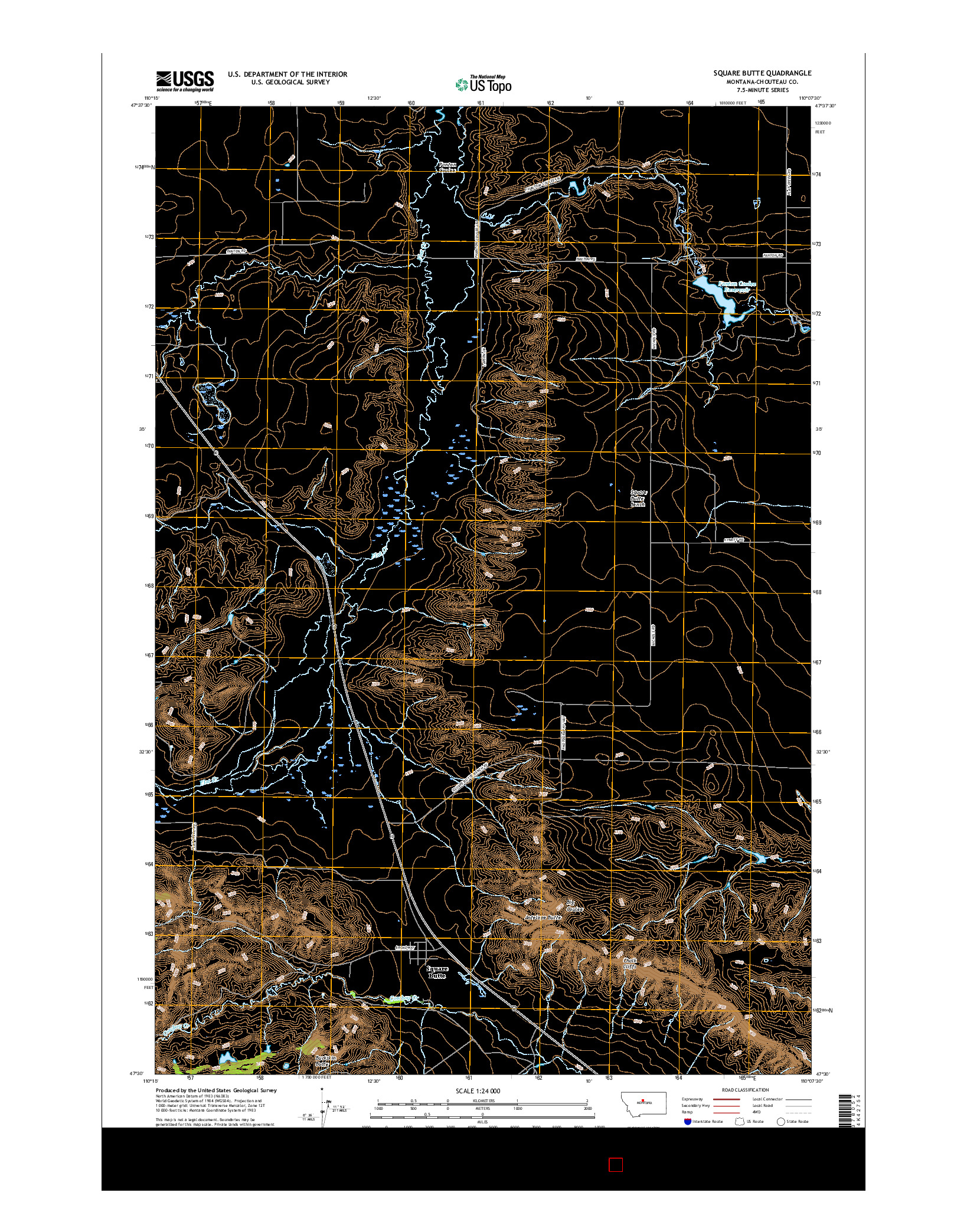 USGS US TOPO 7.5-MINUTE MAP FOR SQUARE BUTTE, MT 2017