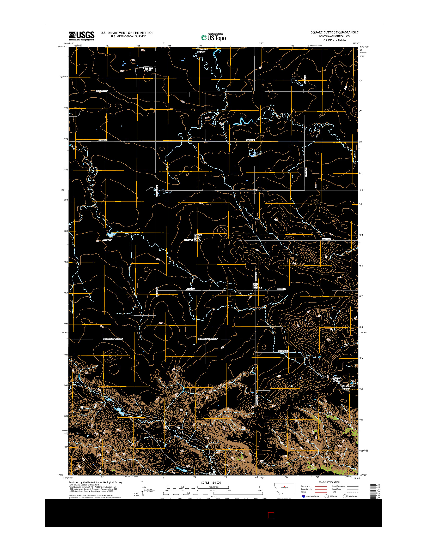 USGS US TOPO 7.5-MINUTE MAP FOR SQUARE BUTTE SE, MT 2017