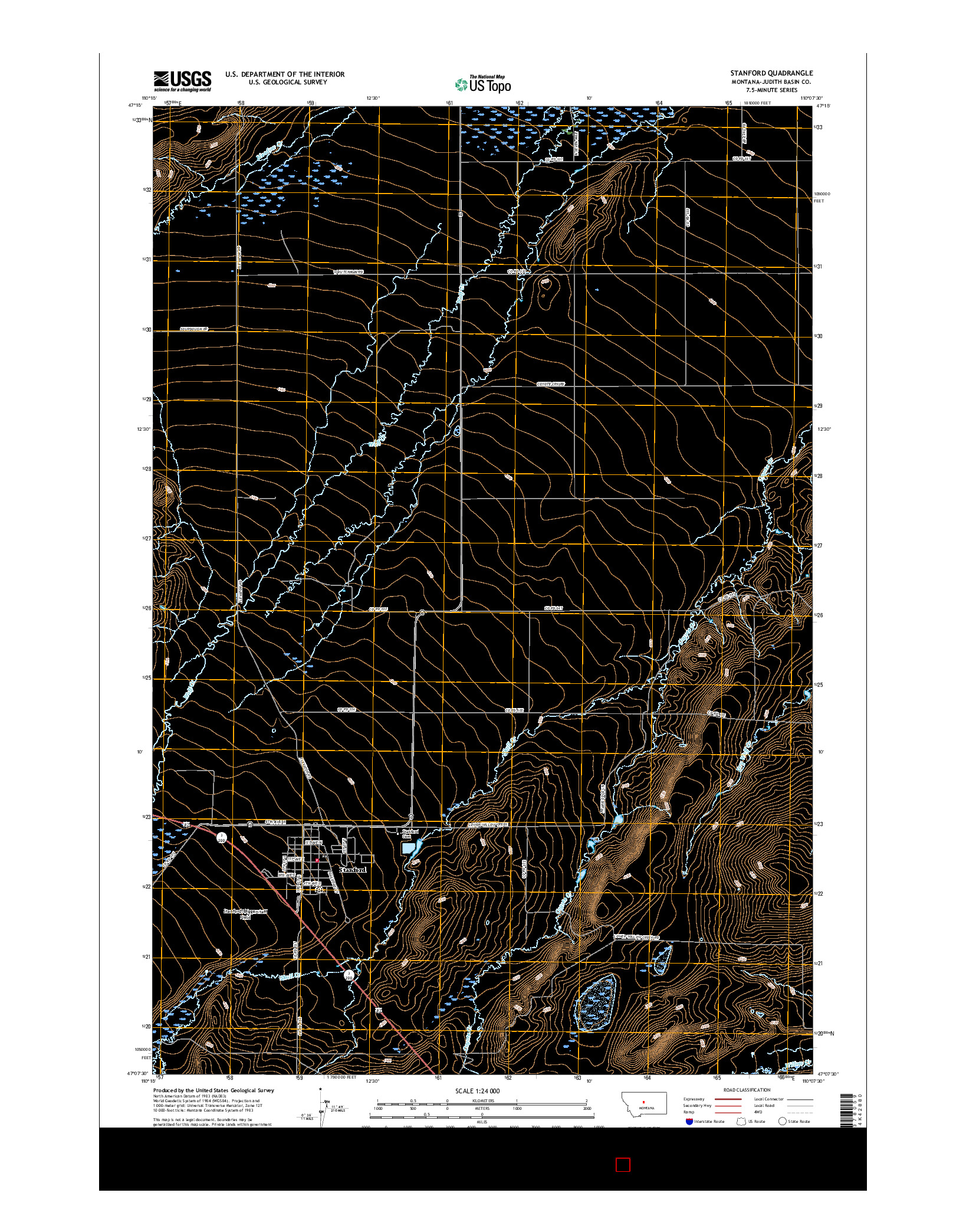 USGS US TOPO 7.5-MINUTE MAP FOR STANFORD, MT 2017