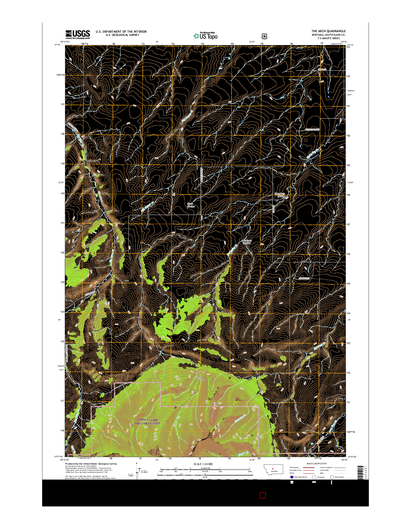 USGS US TOPO 7.5-MINUTE MAP FOR THE ARCH, MT 2017