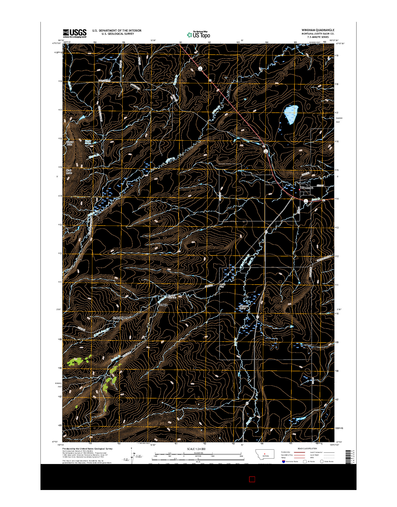 USGS US TOPO 7.5-MINUTE MAP FOR WINDHAM, MT 2017