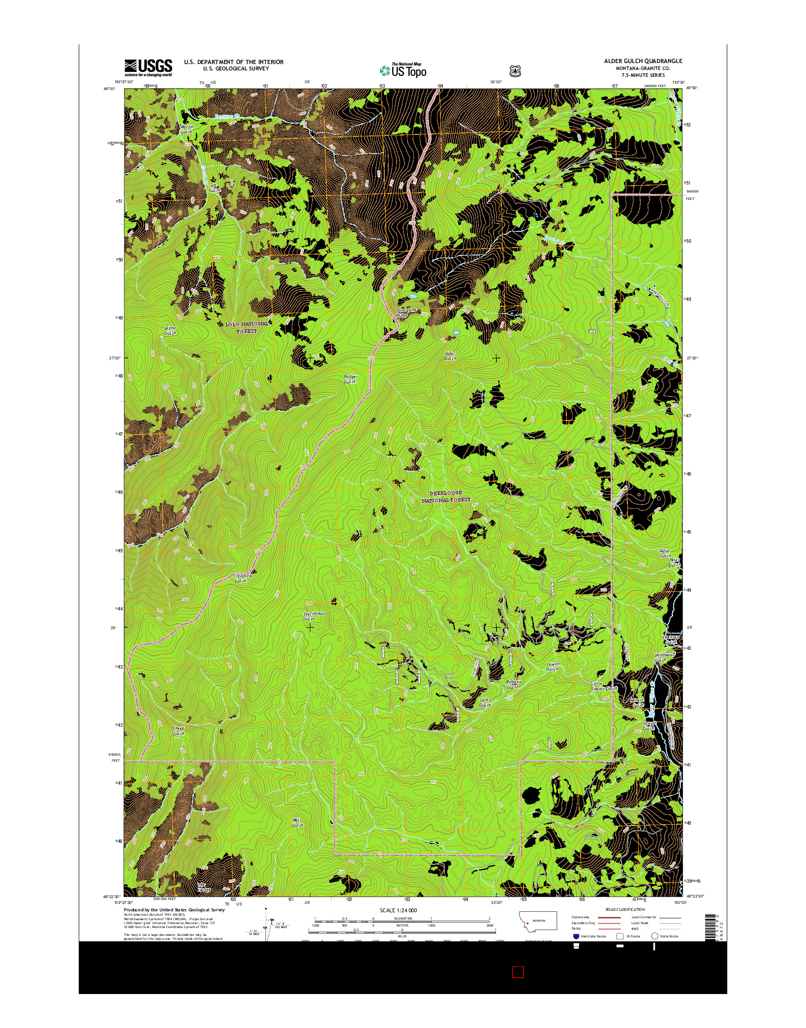 USGS US TOPO 7.5-MINUTE MAP FOR ALDER GULCH, MT 2017