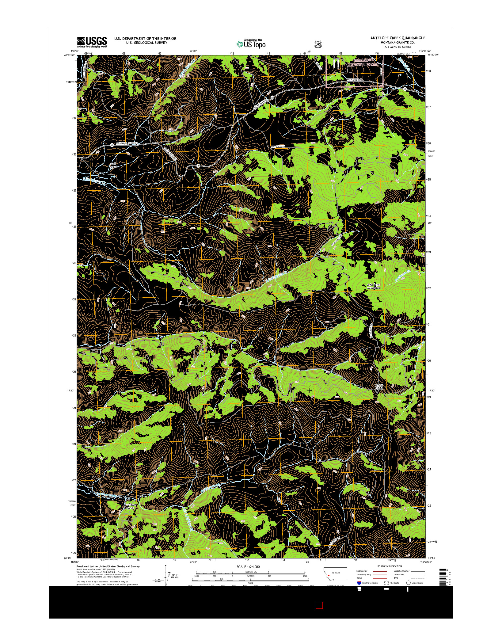 USGS US TOPO 7.5-MINUTE MAP FOR ANTELOPE CREEK, MT 2017