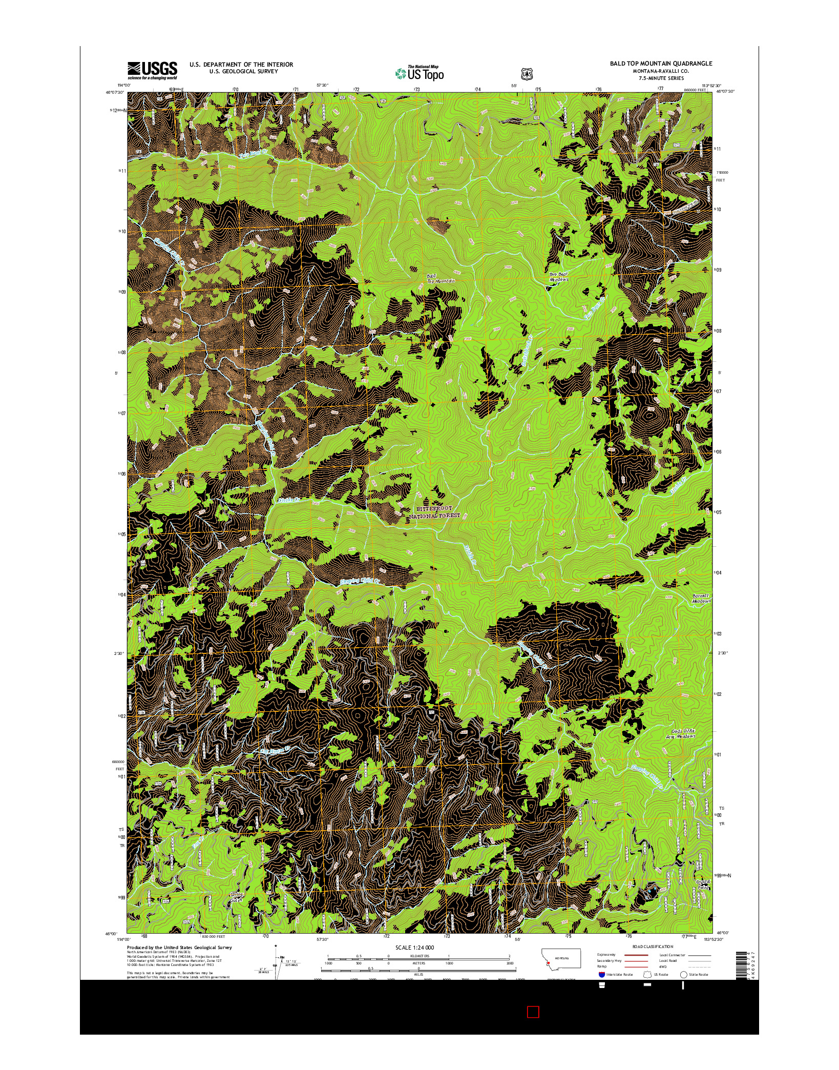 USGS US TOPO 7.5-MINUTE MAP FOR BALD TOP MOUNTAIN, MT 2017