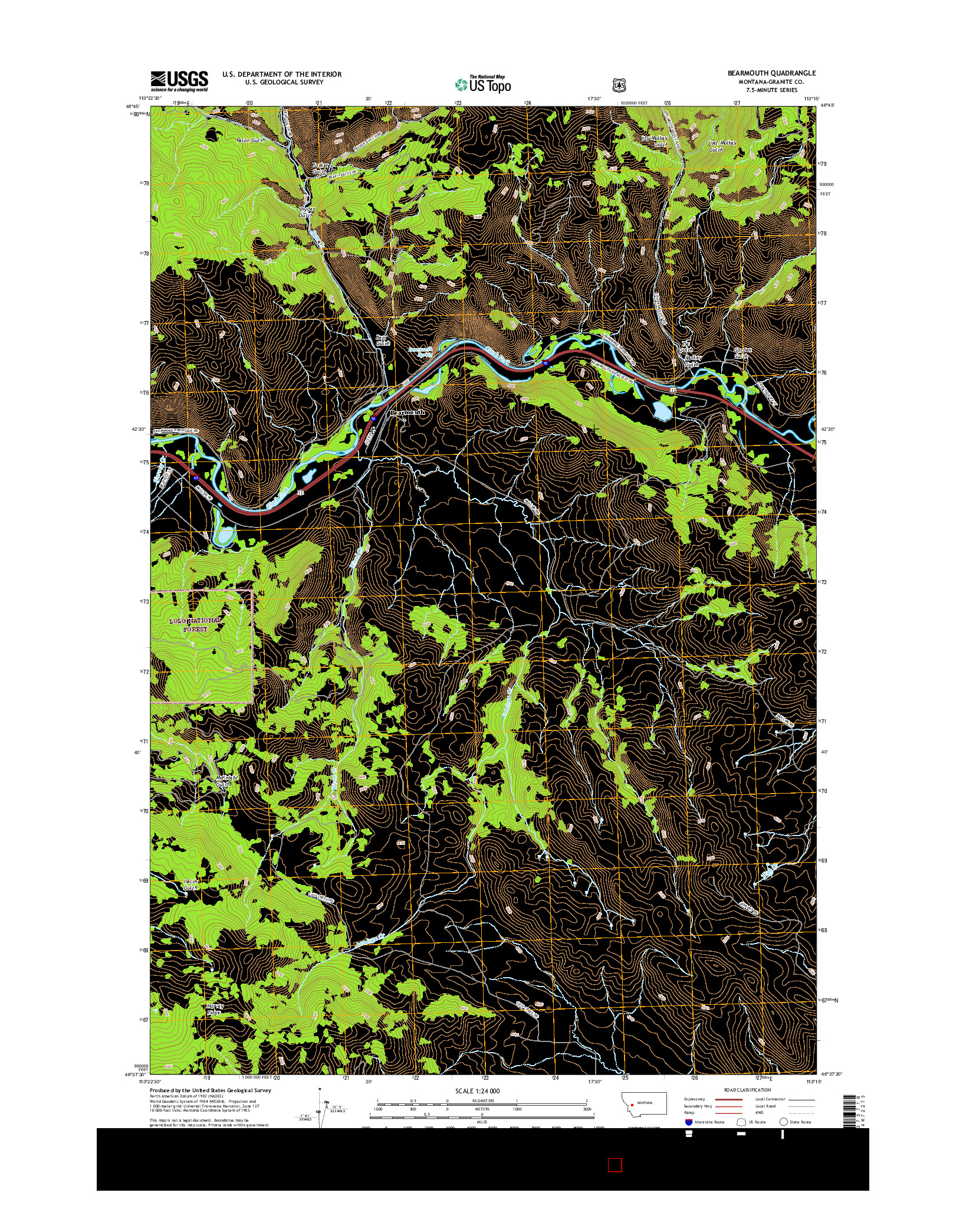 USGS US TOPO 7.5-MINUTE MAP FOR BEARMOUTH, MT 2017