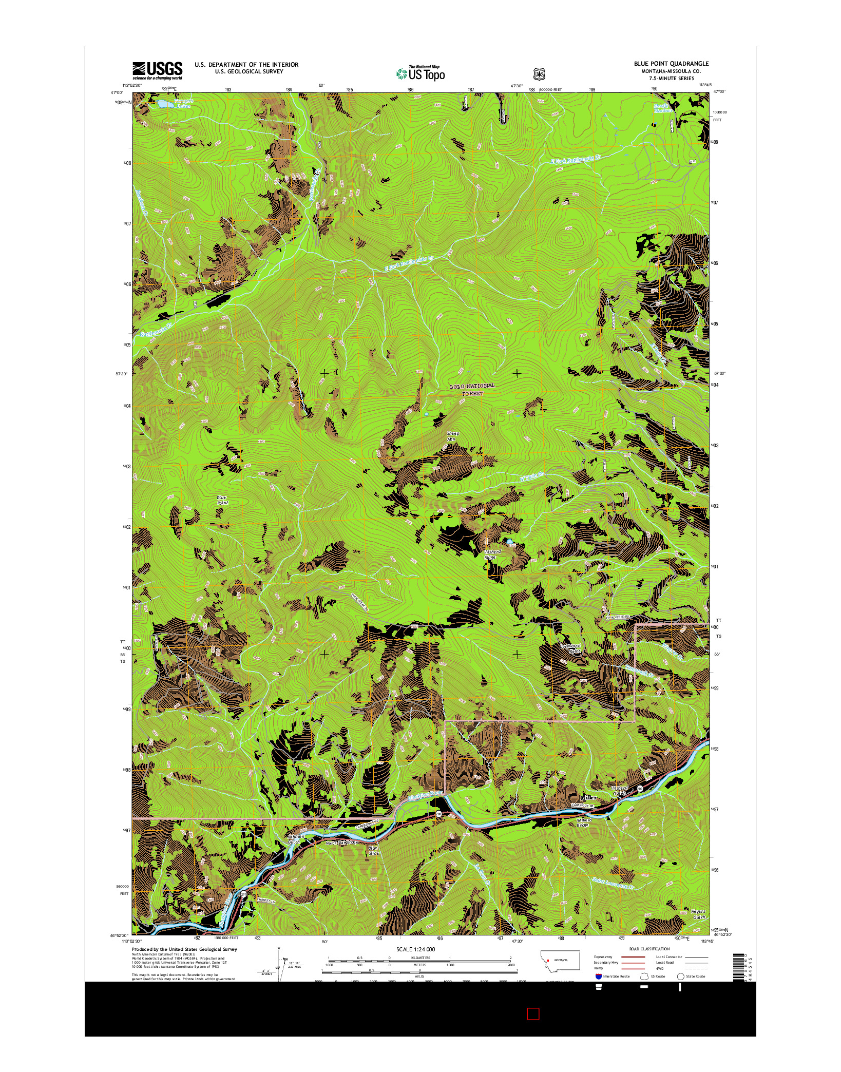 USGS US TOPO 7.5-MINUTE MAP FOR BLUE POINT, MT 2017