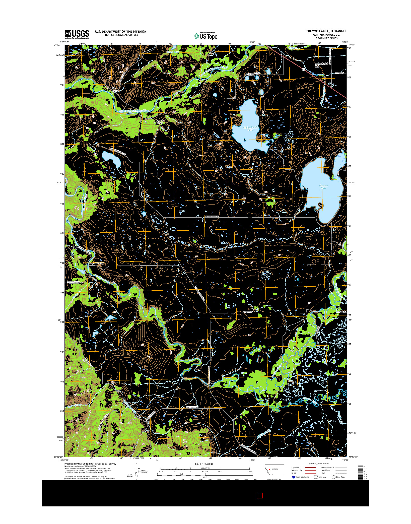 USGS US TOPO 7.5-MINUTE MAP FOR BROWNS LAKE, MT 2017