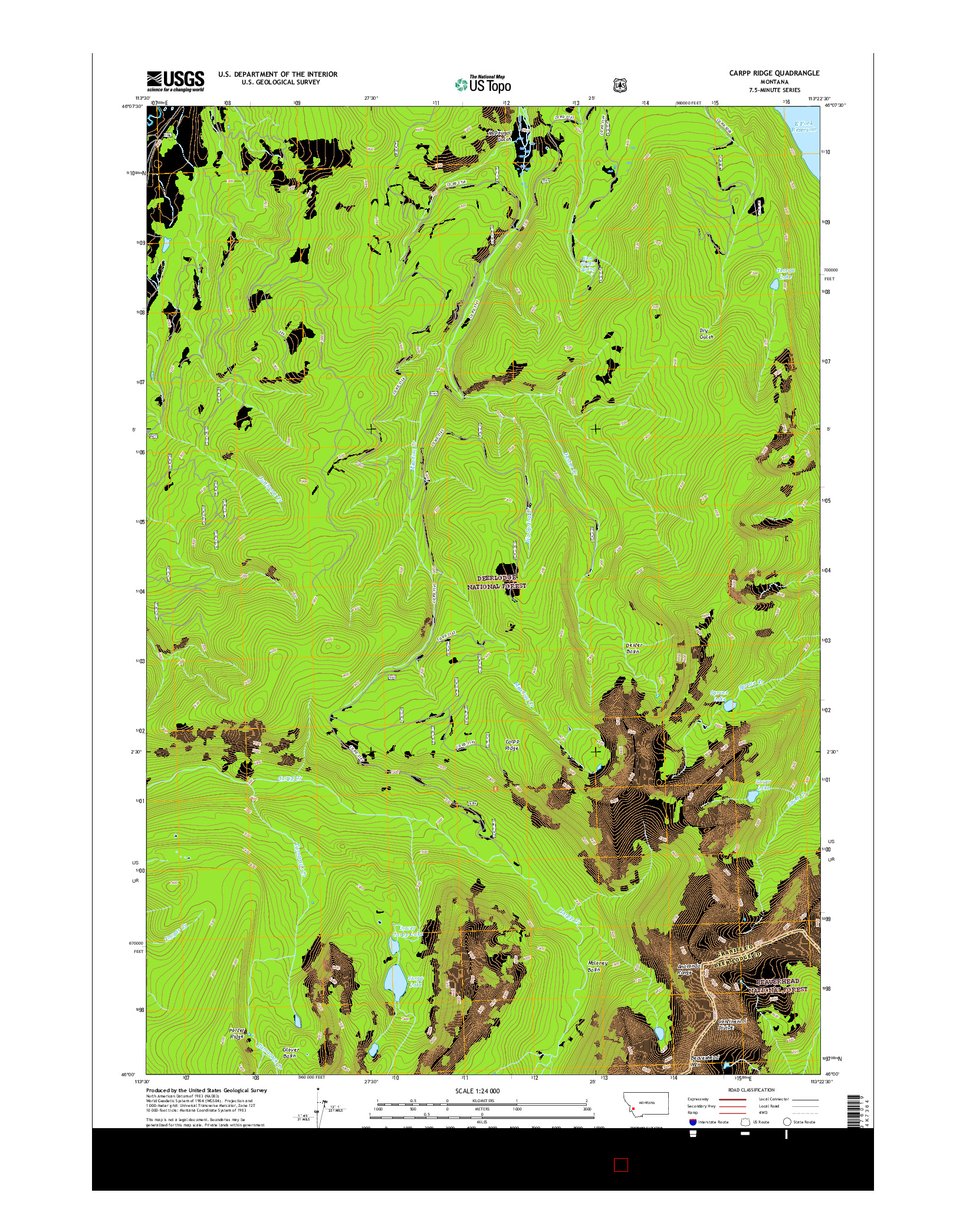 USGS US TOPO 7.5-MINUTE MAP FOR CARPP RIDGE, MT 2017