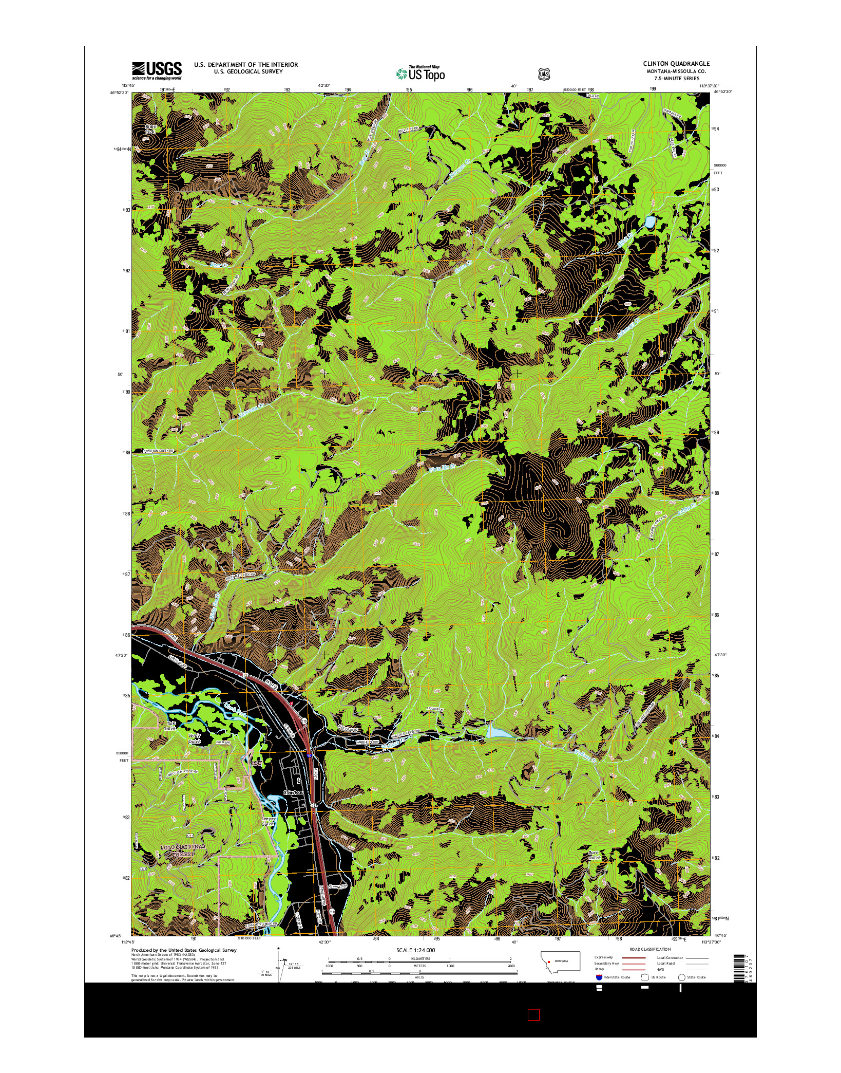 USGS US TOPO 7.5-MINUTE MAP FOR CLINTON, MT 2017