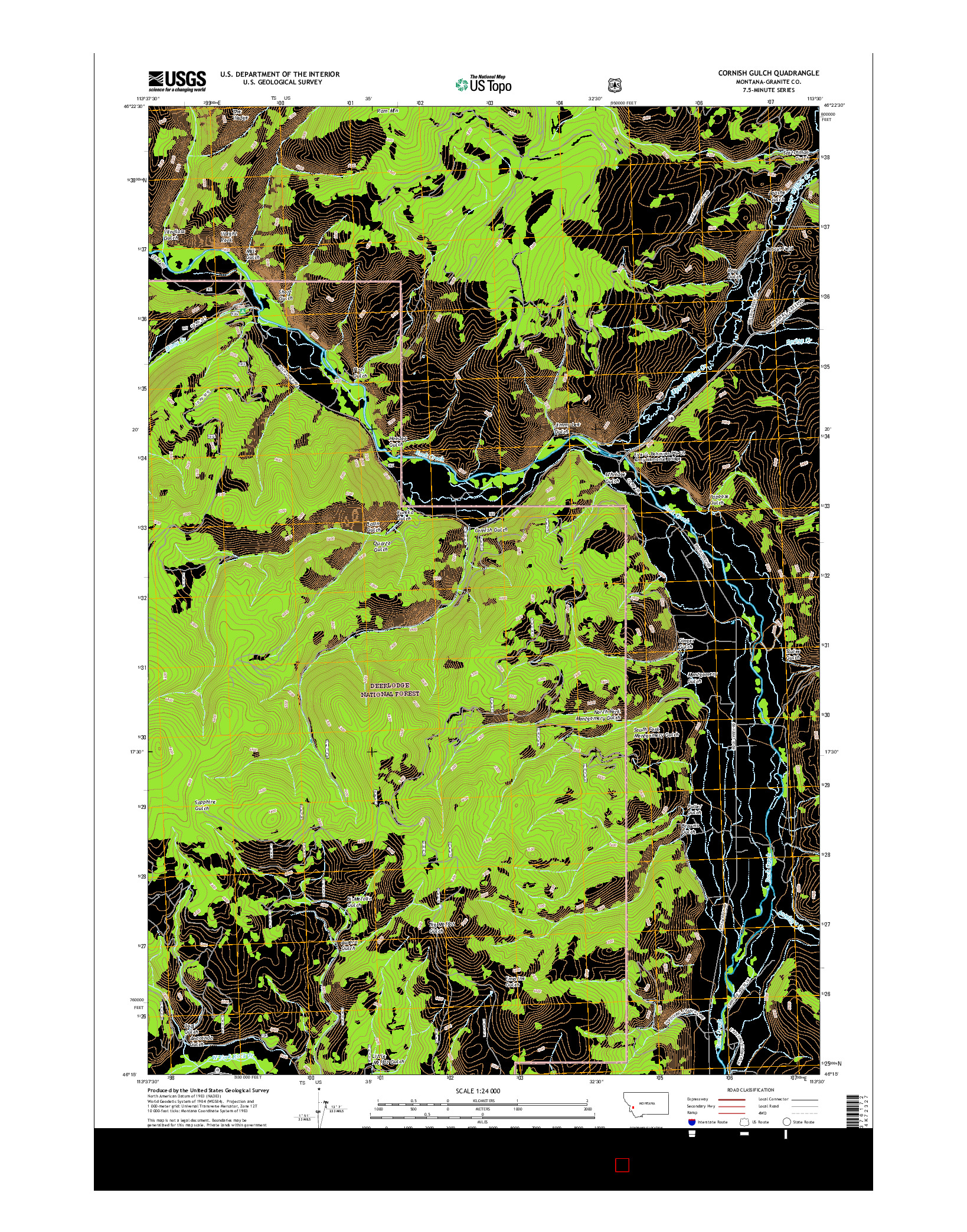 USGS US TOPO 7.5-MINUTE MAP FOR CORNISH GULCH, MT 2017
