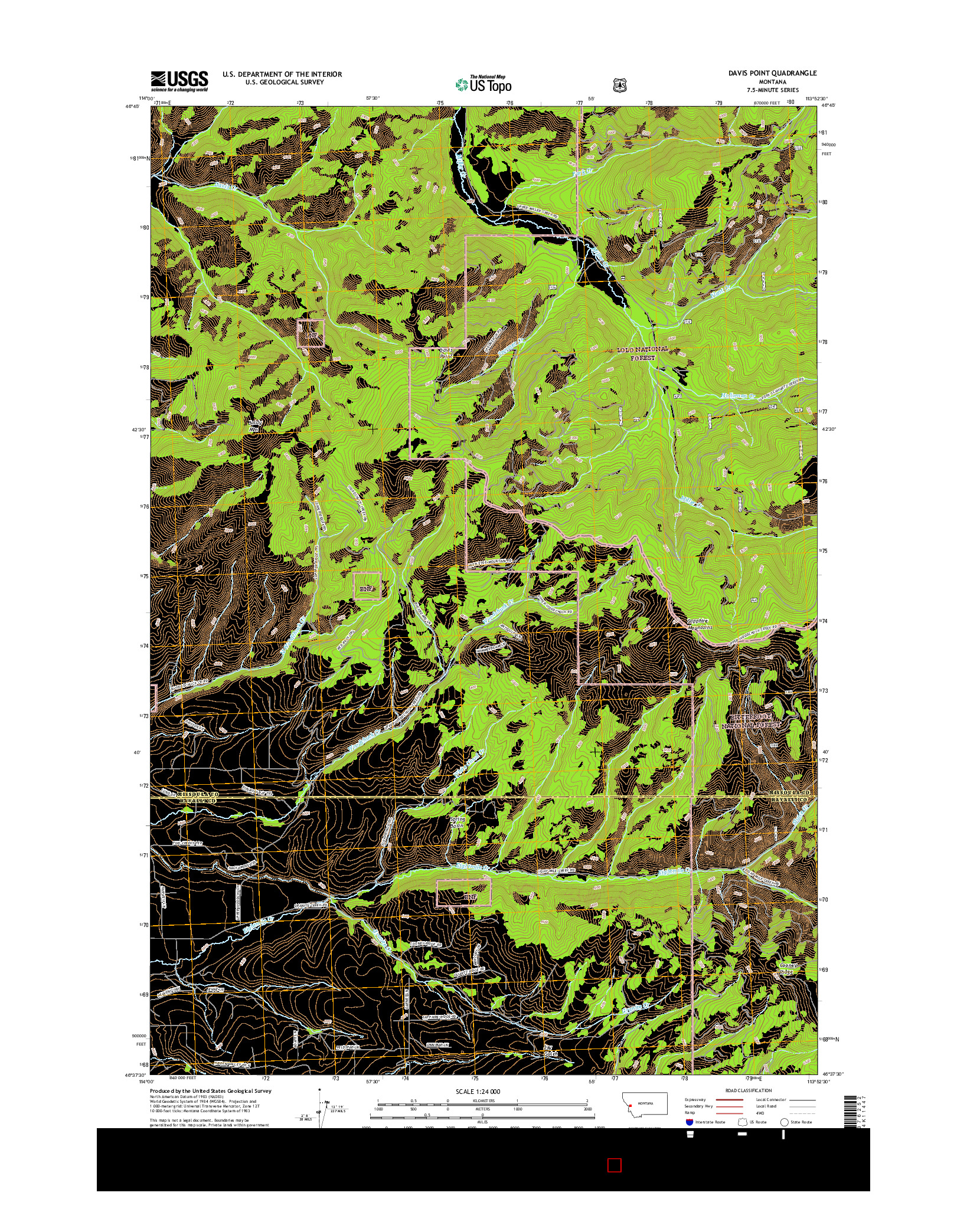 USGS US TOPO 7.5-MINUTE MAP FOR DAVIS POINT, MT 2017