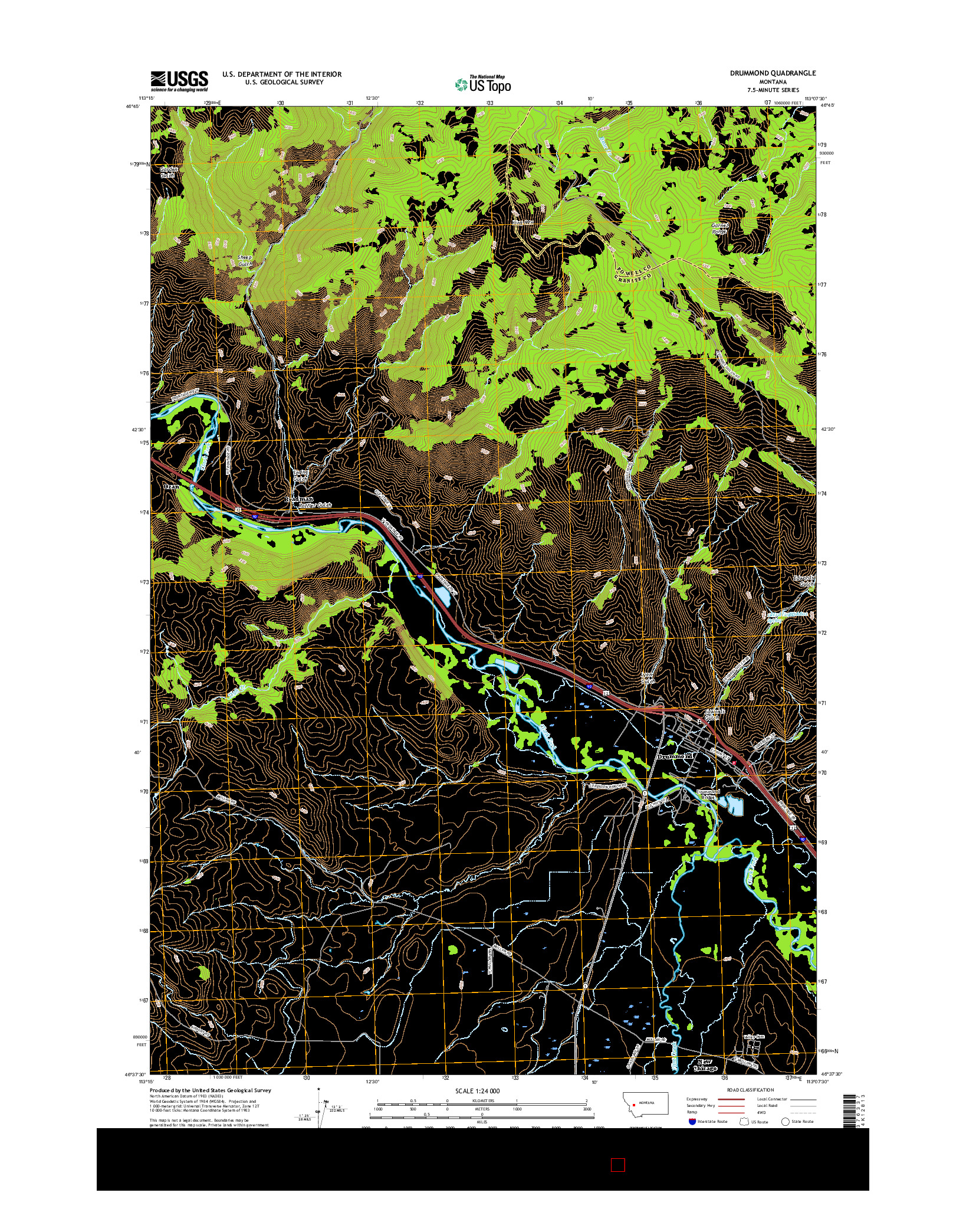 USGS US TOPO 7.5-MINUTE MAP FOR DRUMMOND, MT 2017
