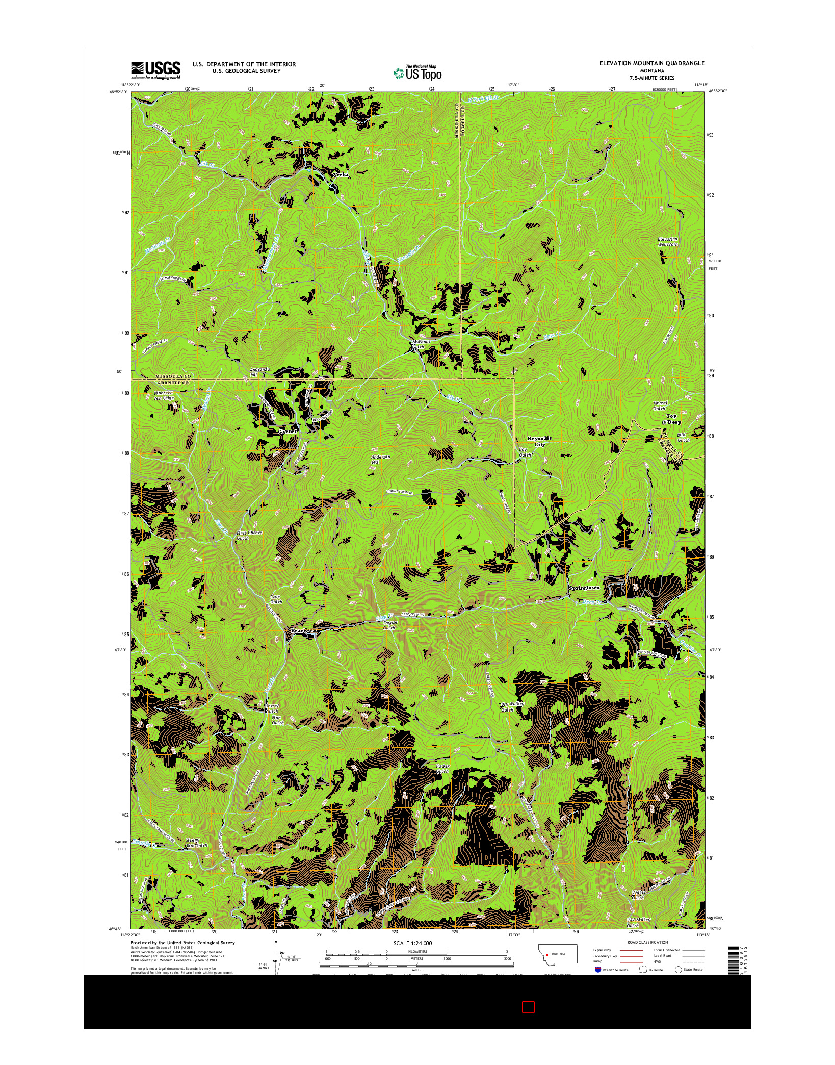 USGS US TOPO 7.5-MINUTE MAP FOR ELEVATION MOUNTAIN, MT 2017