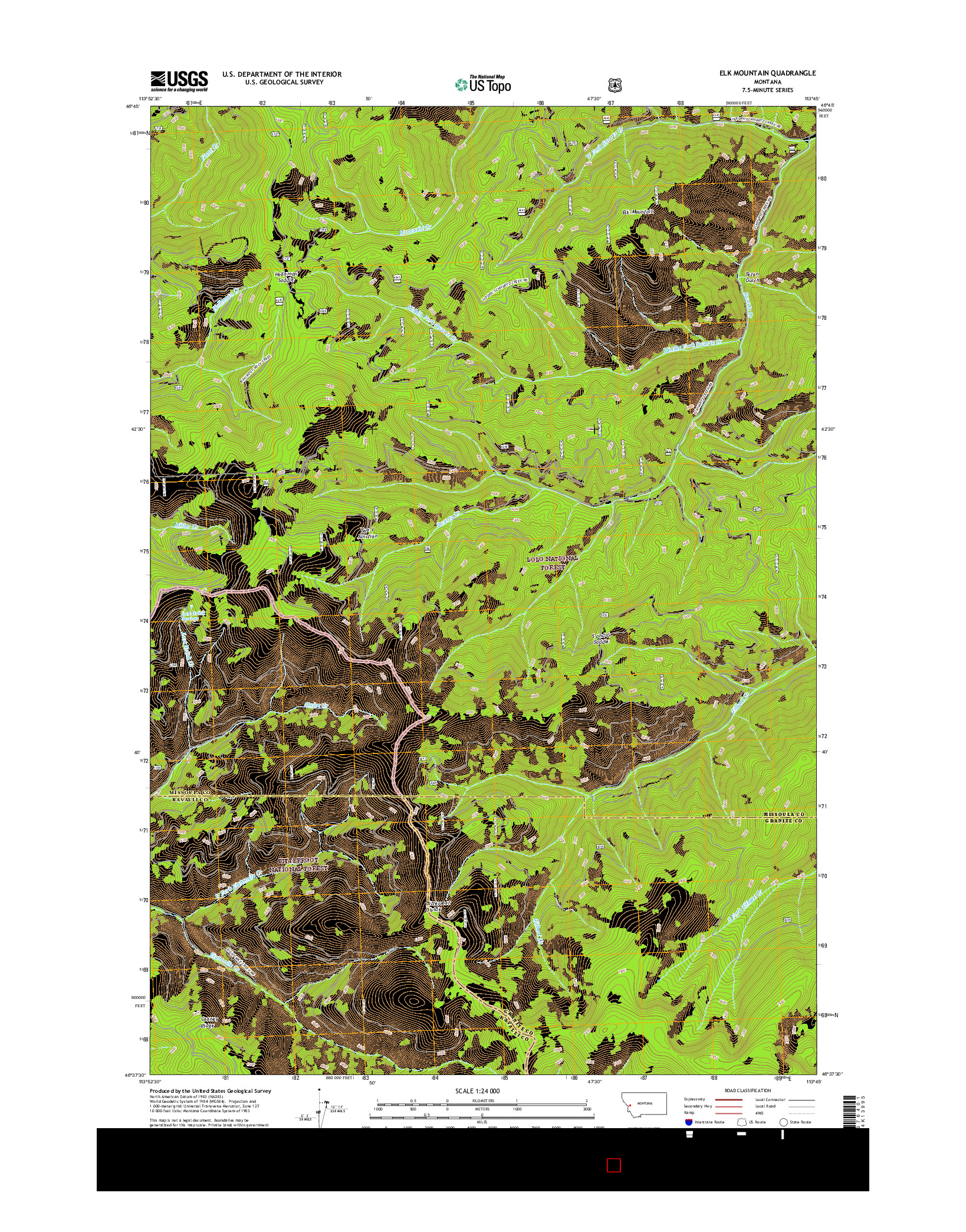 USGS US TOPO 7.5-MINUTE MAP FOR ELK MOUNTAIN, MT 2017