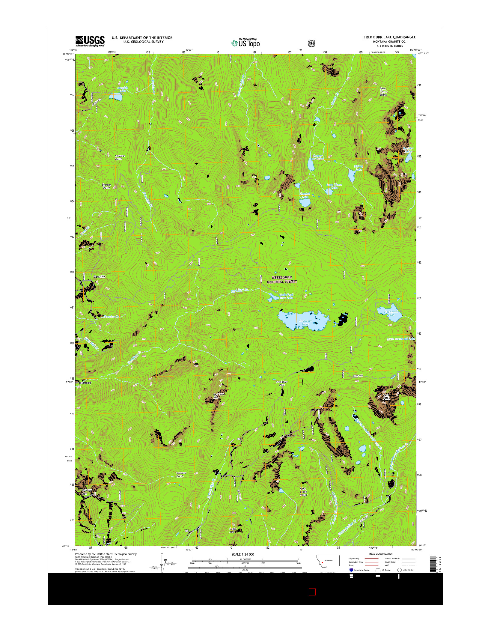 USGS US TOPO 7.5-MINUTE MAP FOR FRED BURR LAKE, MT 2017