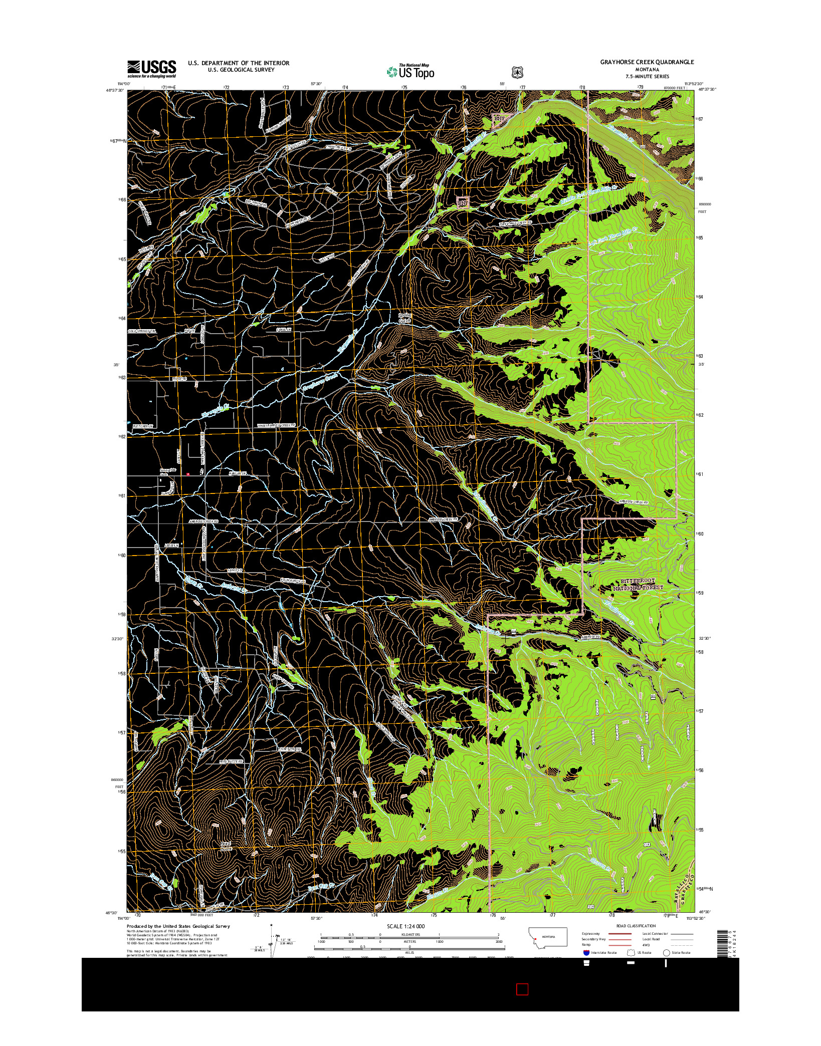 USGS US TOPO 7.5-MINUTE MAP FOR GRAYHORSE CREEK, MT 2017