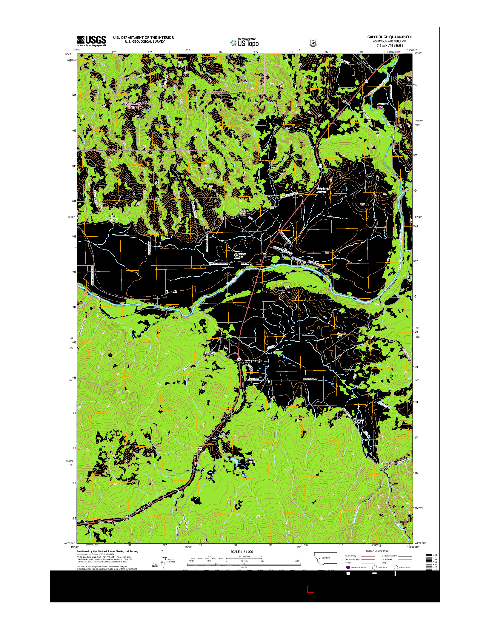 USGS US TOPO 7.5-MINUTE MAP FOR GREENOUGH, MT 2017