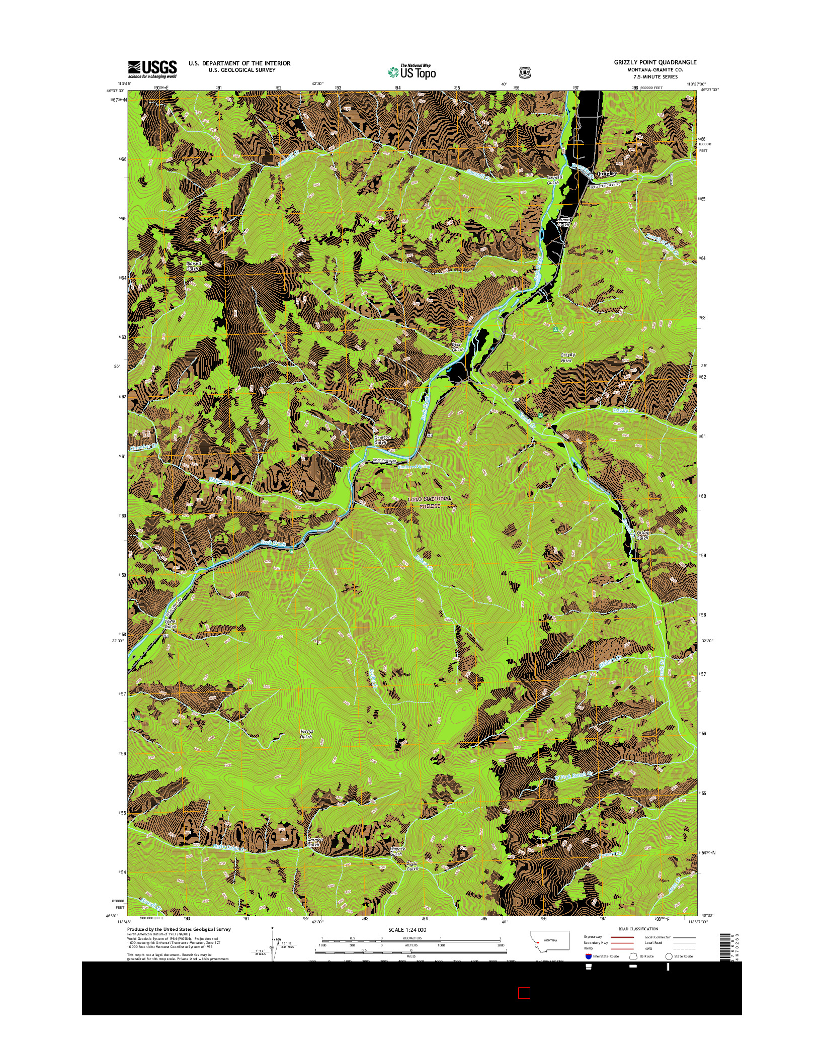 USGS US TOPO 7.5-MINUTE MAP FOR GRIZZLY POINT, MT 2017
