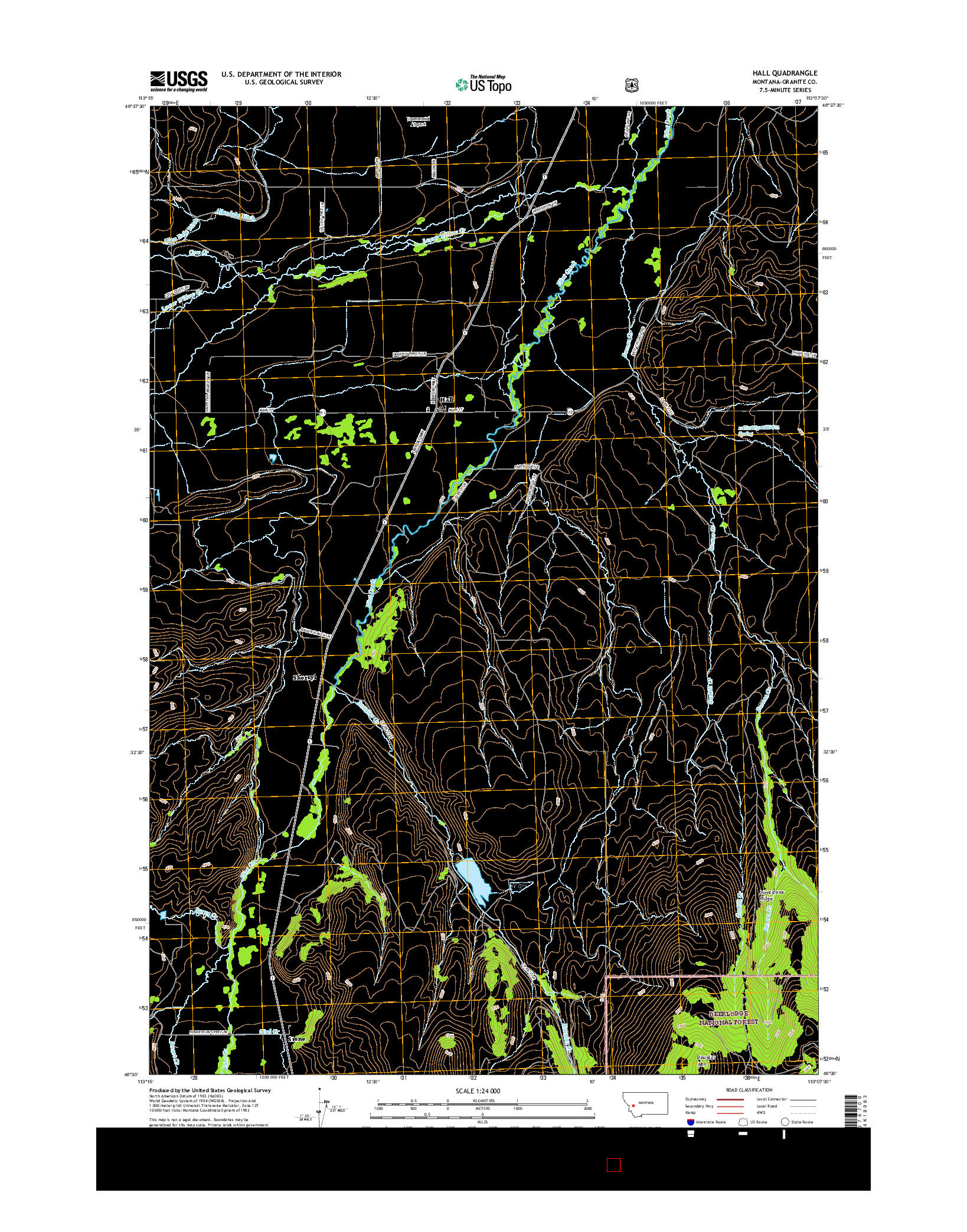 USGS US TOPO 7.5-MINUTE MAP FOR HALL, MT 2017