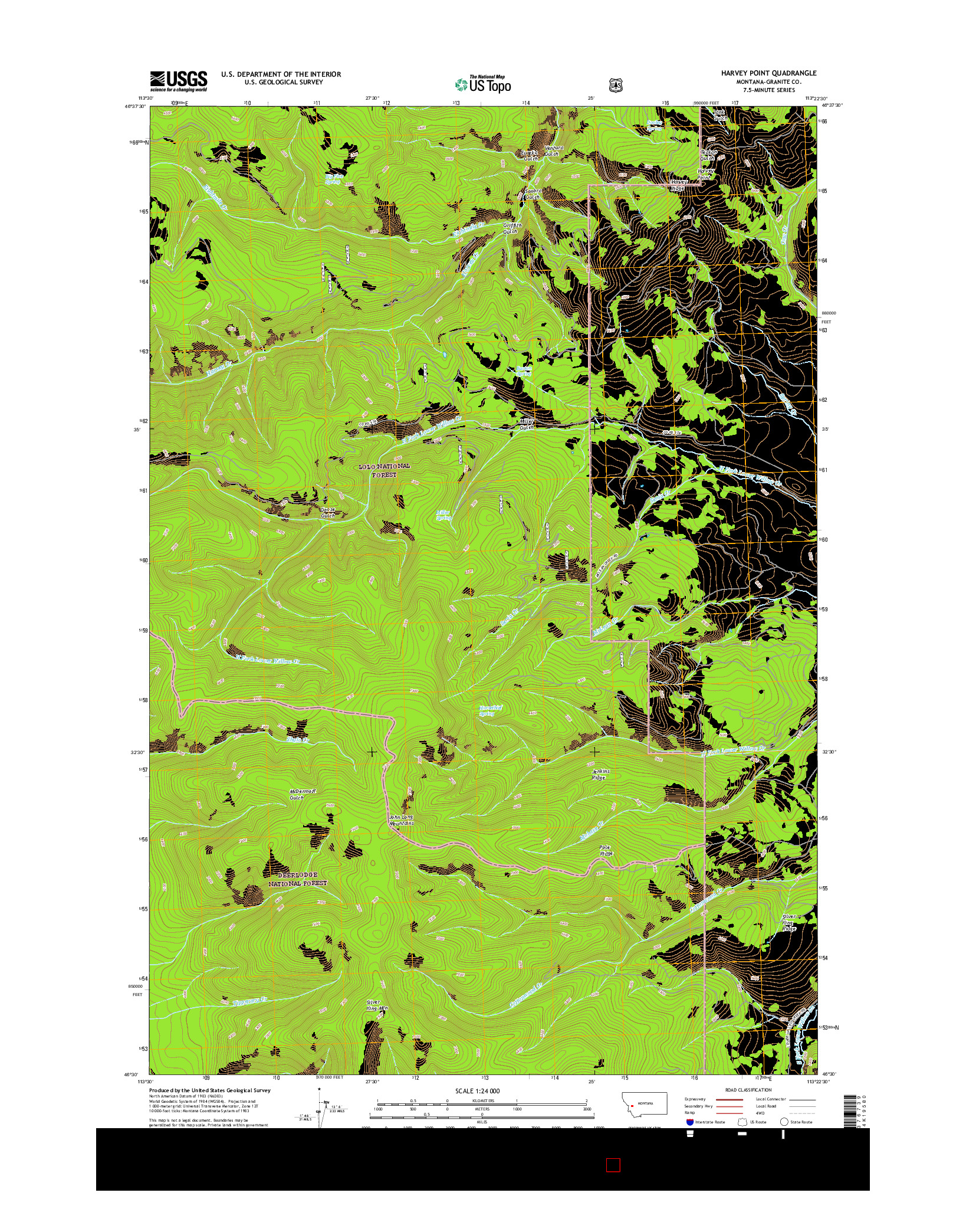 USGS US TOPO 7.5-MINUTE MAP FOR HARVEY POINT, MT 2017