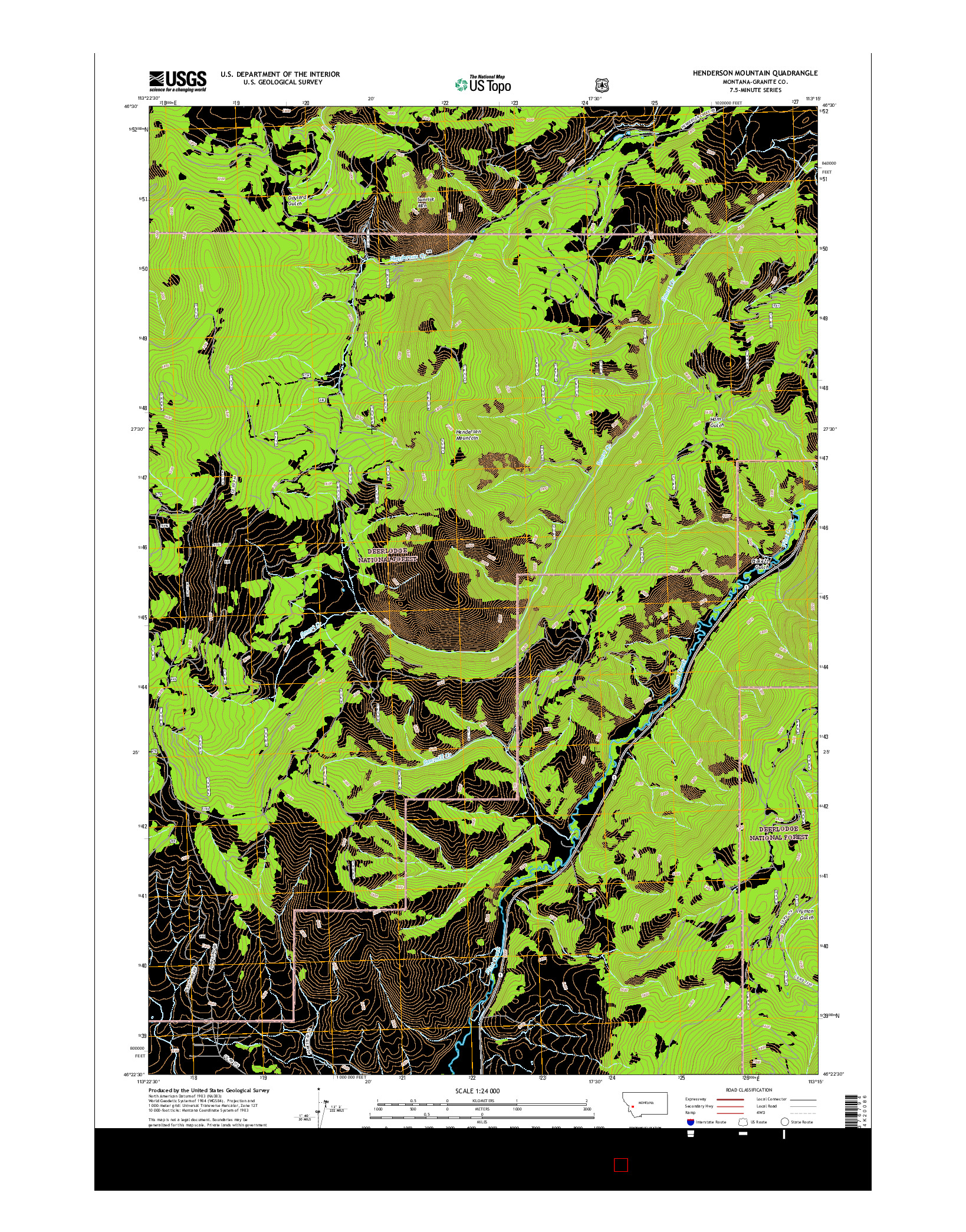 USGS US TOPO 7.5-MINUTE MAP FOR HENDERSON MOUNTAIN, MT 2017