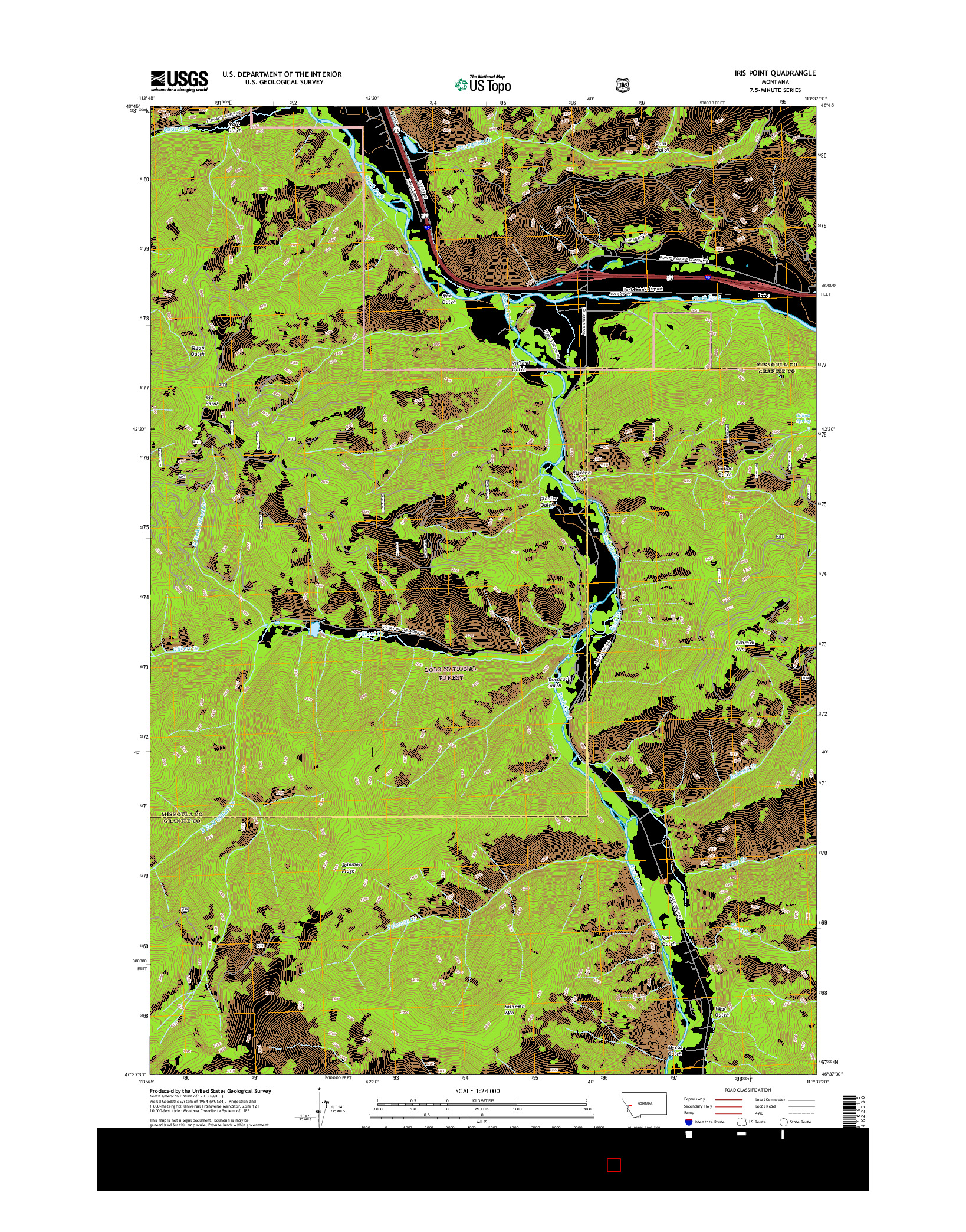 USGS US TOPO 7.5-MINUTE MAP FOR IRIS POINT, MT 2017