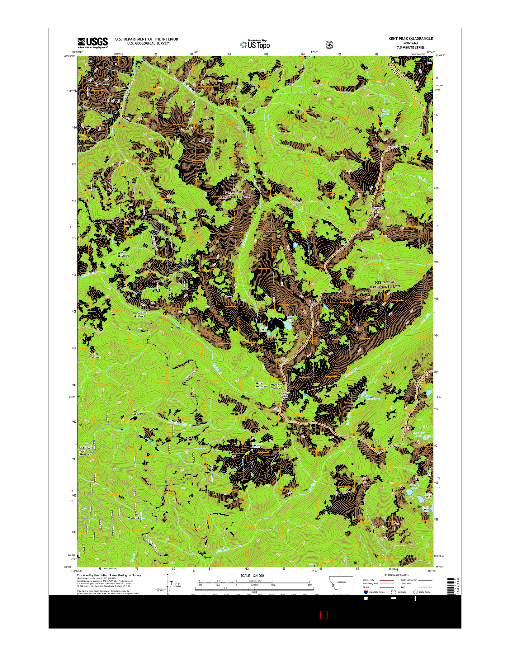 USGS US TOPO 7.5-MINUTE MAP FOR KENT PEAK, MT 2017