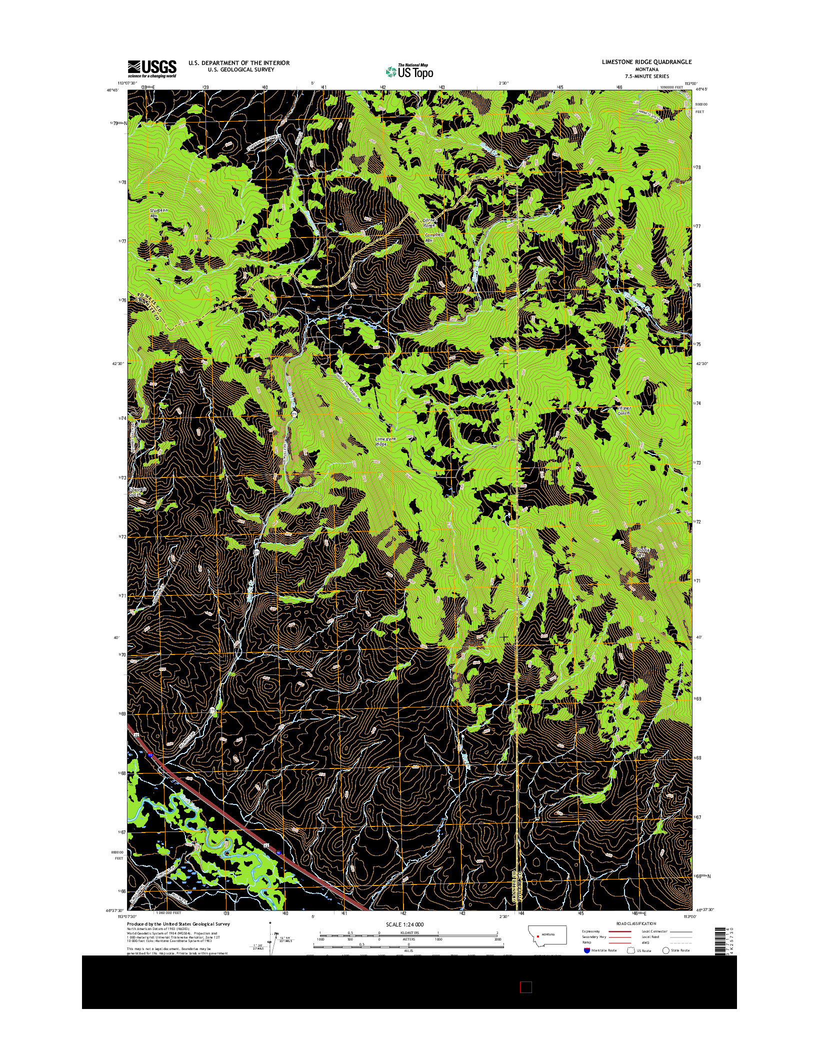 USGS US TOPO 7.5-MINUTE MAP FOR LIMESTONE RIDGE, MT 2017