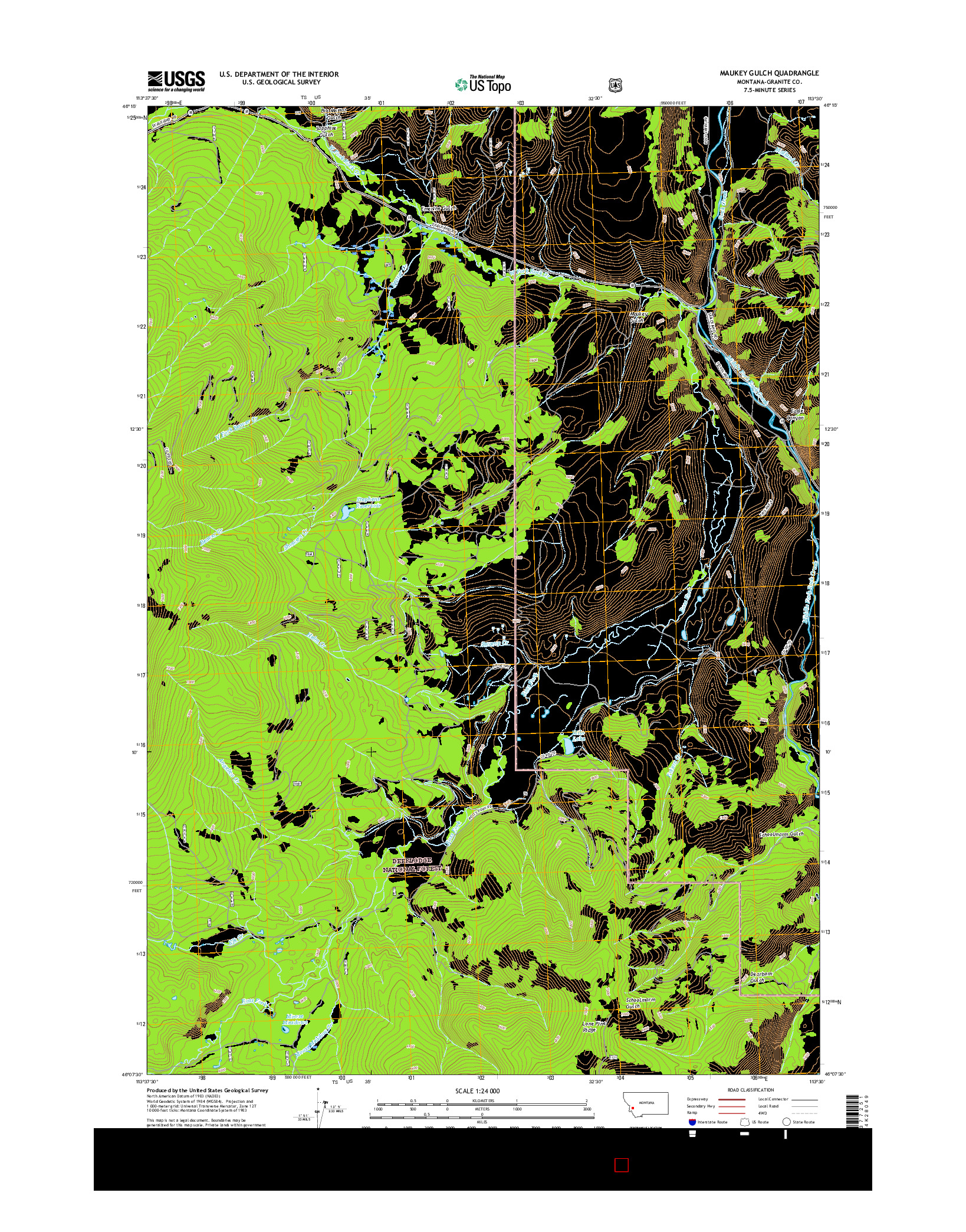 USGS US TOPO 7.5-MINUTE MAP FOR MAUKEY GULCH, MT 2017