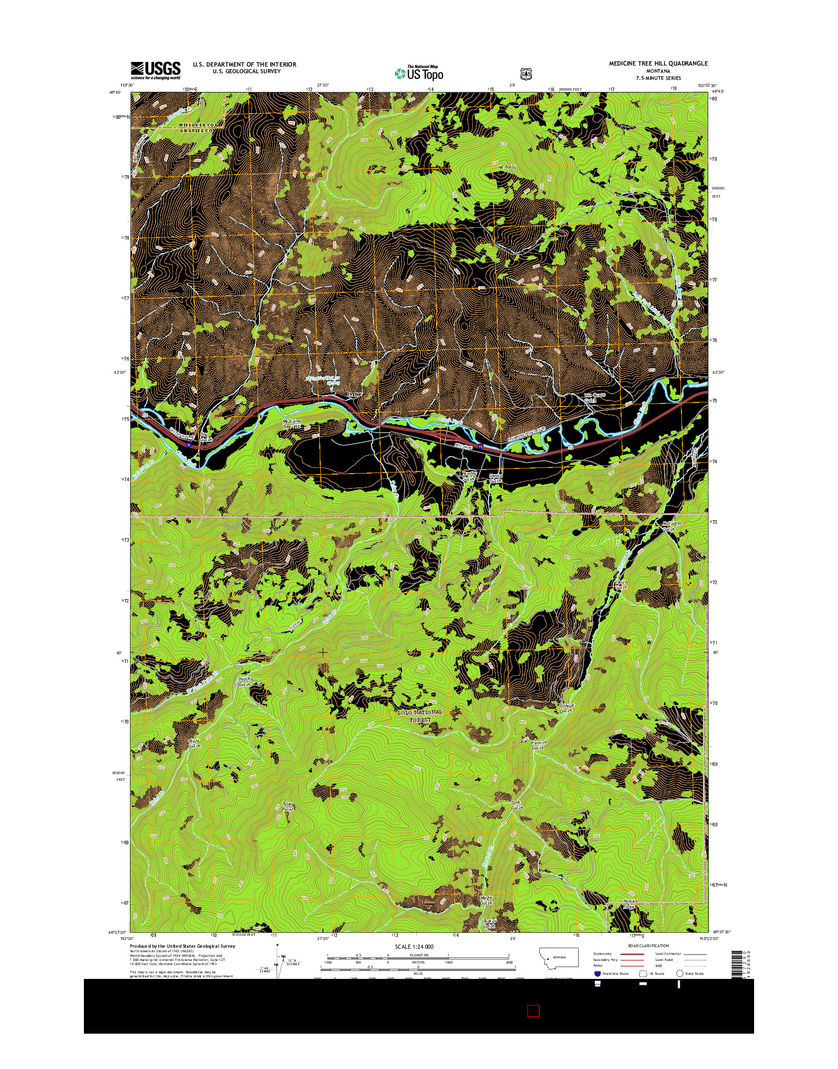 USGS US TOPO 7.5-MINUTE MAP FOR MEDICINE TREE HILL, MT 2017