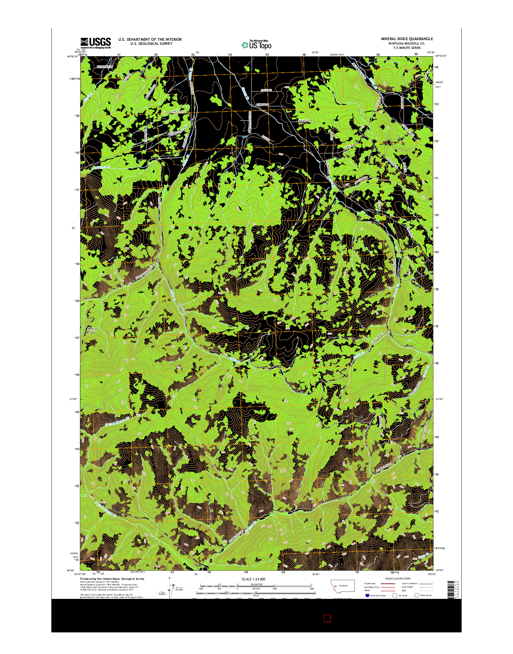 USGS US TOPO 7.5-MINUTE MAP FOR MINERAL RIDGE, MT 2017