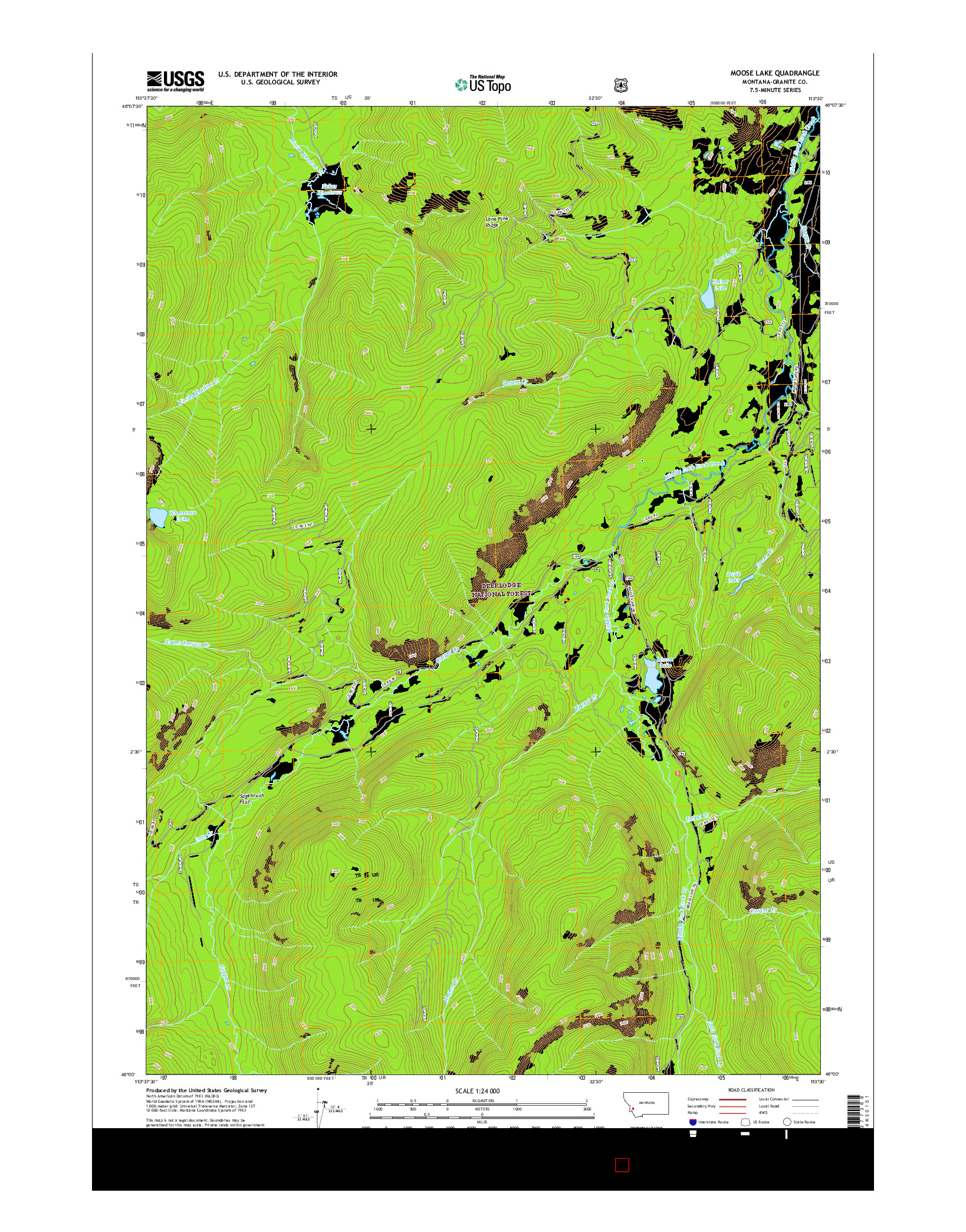 USGS US TOPO 7.5-MINUTE MAP FOR MOOSE LAKE, MT 2017
