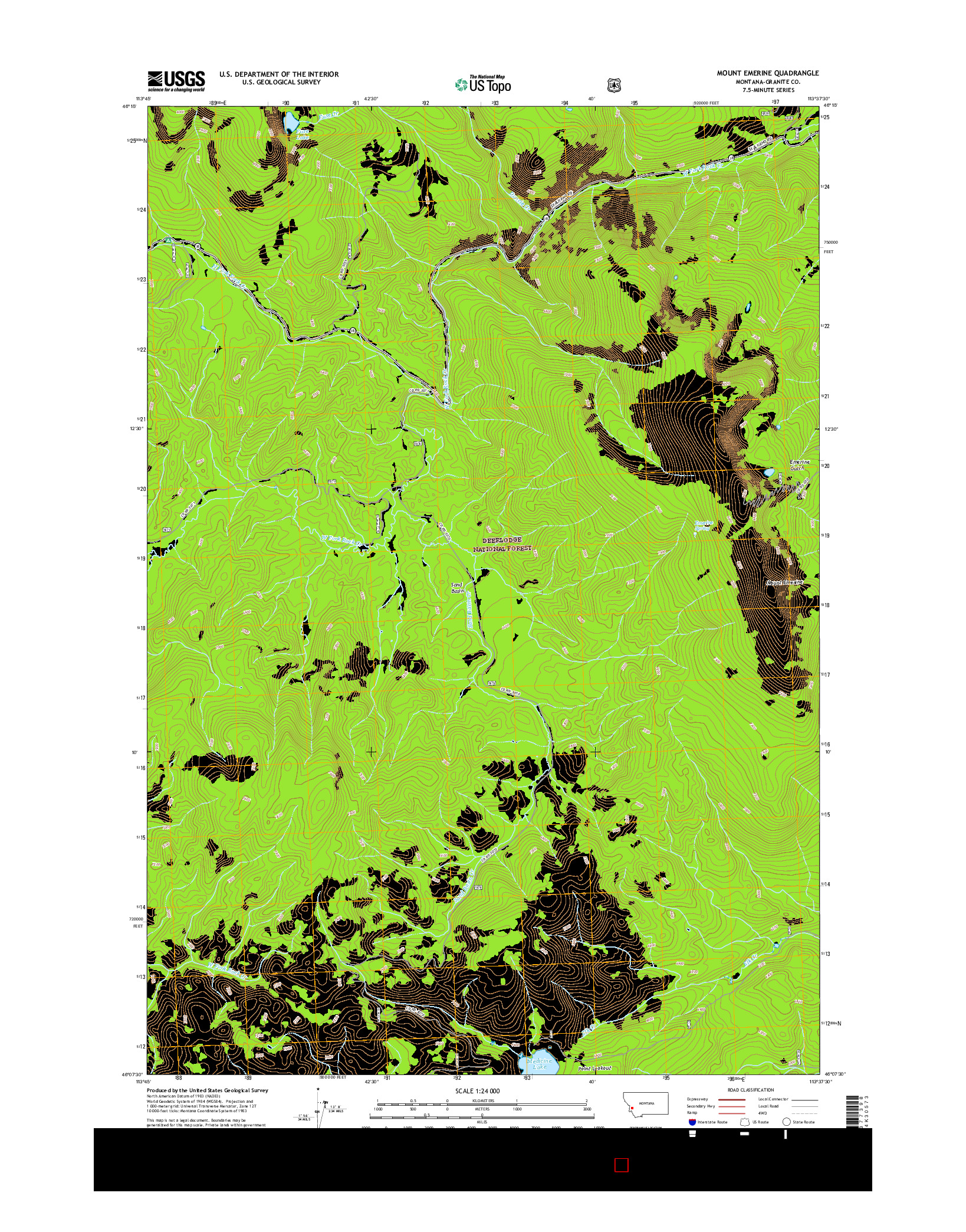 USGS US TOPO 7.5-MINUTE MAP FOR MOUNT EMERINE, MT 2017